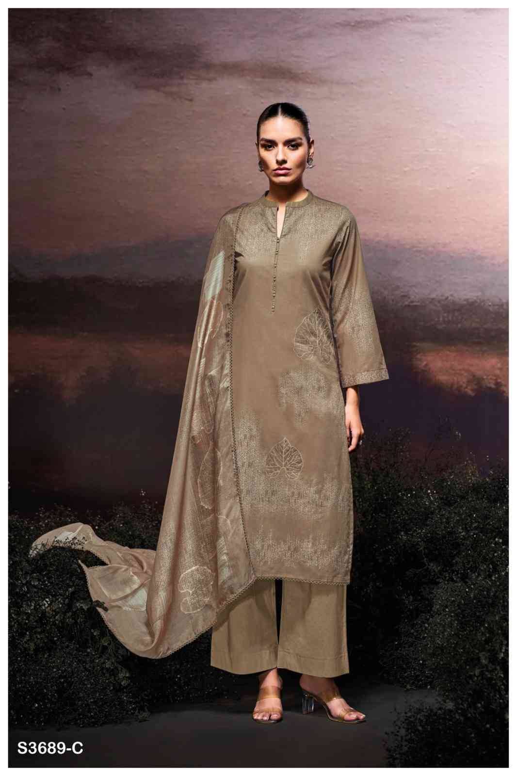Hafija-3689 By Ganga Fashion 3689-A To 3689-D Series Beautiful Festive Suits Colorful Stylish Fancy Casual Wear & Ethnic Wear Pure Cotton Dresses At Wholesale Price
