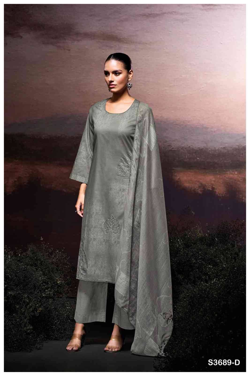 Hafija-3689 By Ganga Fashion 3689-A To 3689-D Series Beautiful Festive Suits Colorful Stylish Fancy Casual Wear & Ethnic Wear Pure Cotton Dresses At Wholesale Price