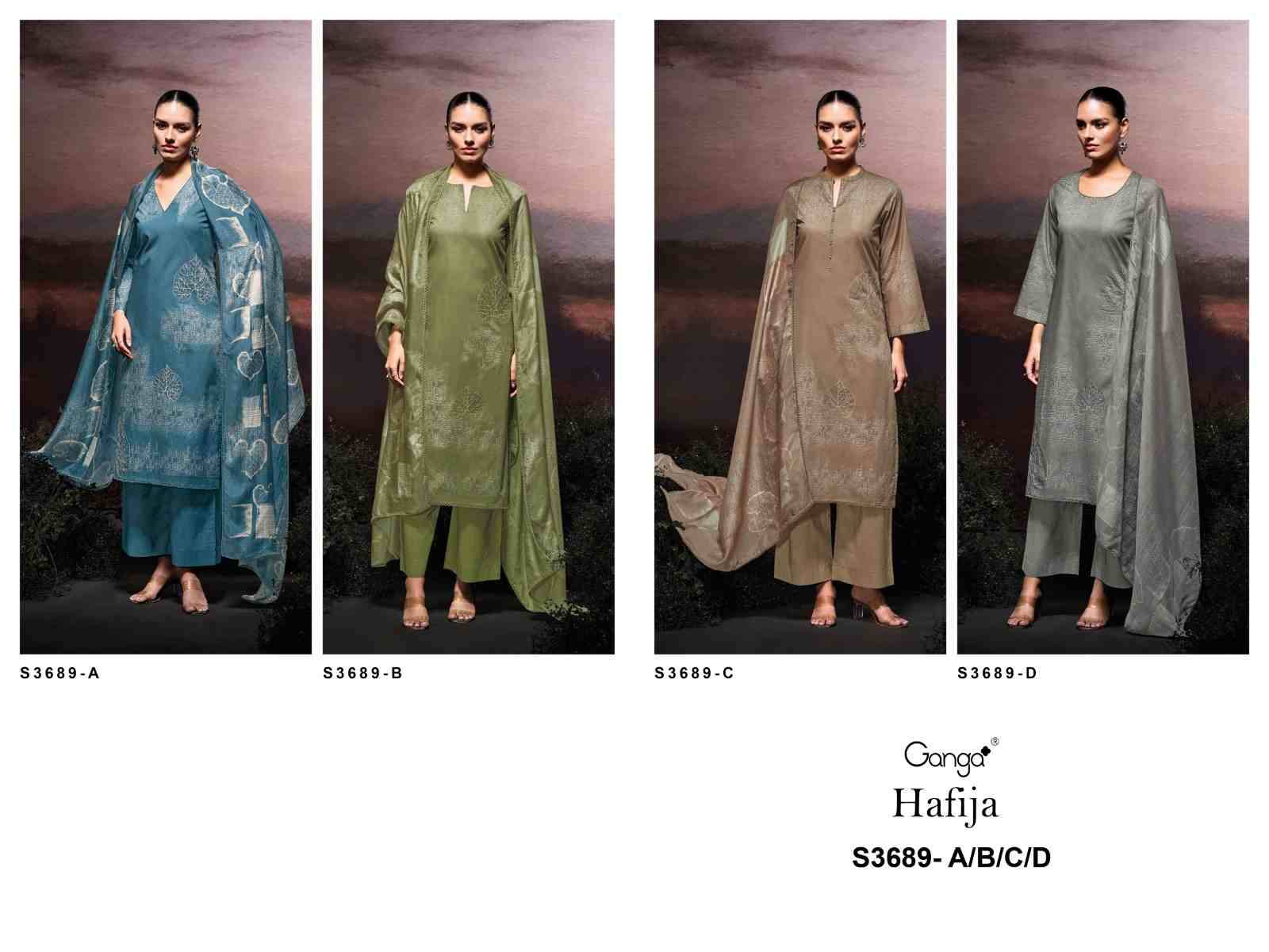 Hafija-3689 By Ganga Fashion 3689-A To 3689-D Series Beautiful Festive Suits Colorful Stylish Fancy Casual Wear & Ethnic Wear Pure Cotton Dresses At Wholesale Price