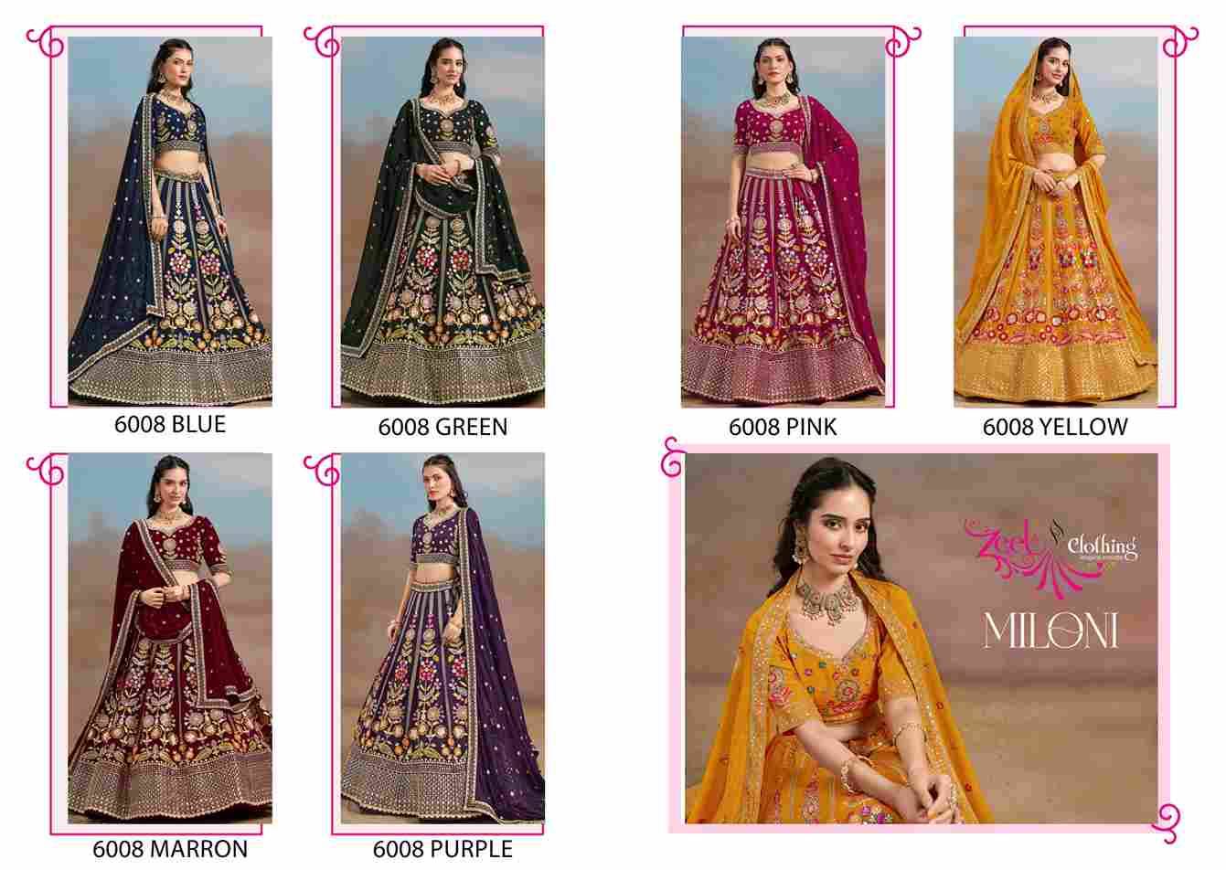 Miloni By Zeel Clothing 6008-A To 6008-F Series Designer Beautiful Collection Occasional Wear & Party Wear Georgette Lehengas At Wholesale Price
