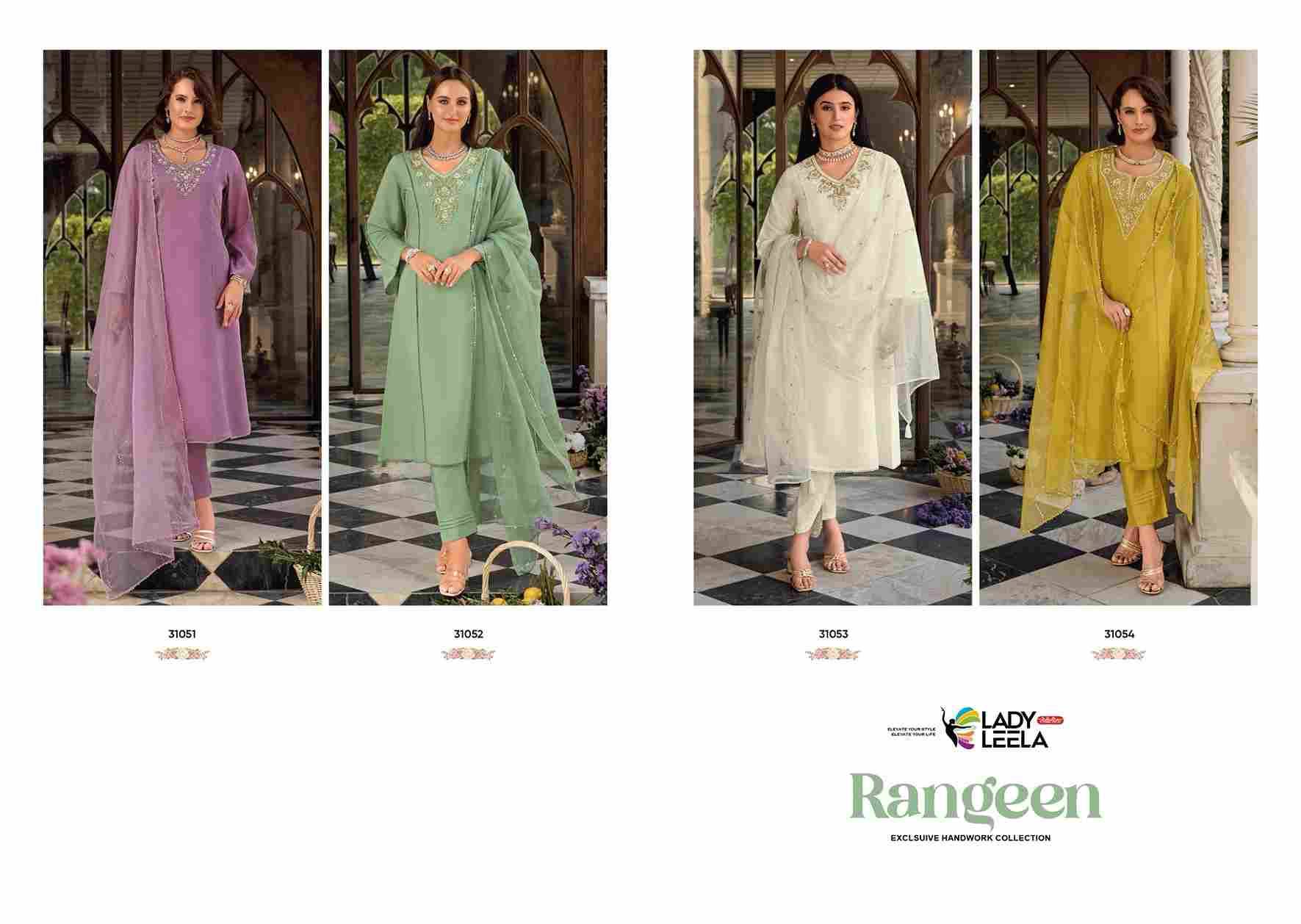 Rangeen By Lady Leela 31051 To 31054 Series Beautiful Festive Suits Colorful Stylish Fancy Casual Wear & Ethnic Wear Pure Viscose Silk With Work Dresses At Wholesale Price