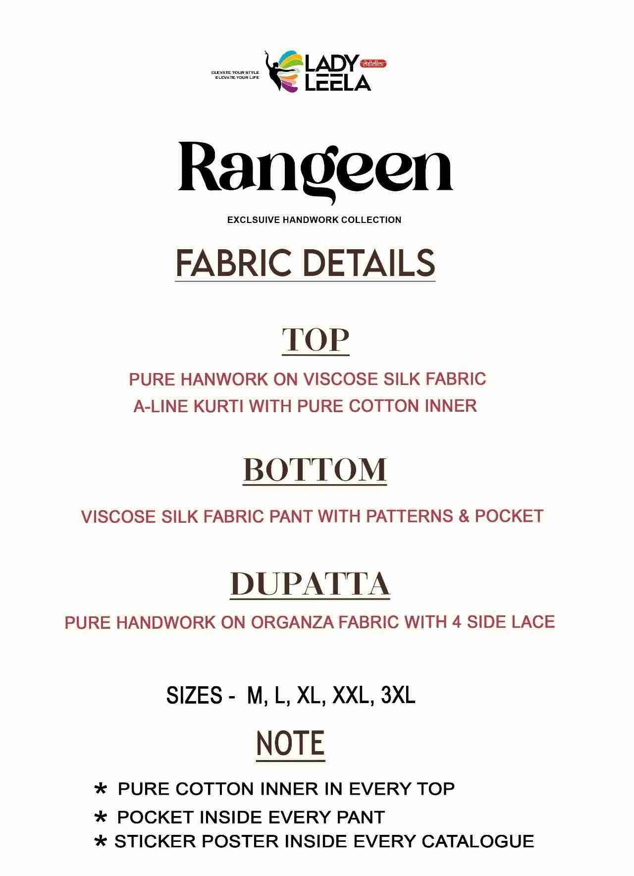 Rangeen By Lady Leela 31051 To 31054 Series Beautiful Festive Suits Colorful Stylish Fancy Casual Wear & Ethnic Wear Pure Viscose Silk With Work Dresses At Wholesale Price