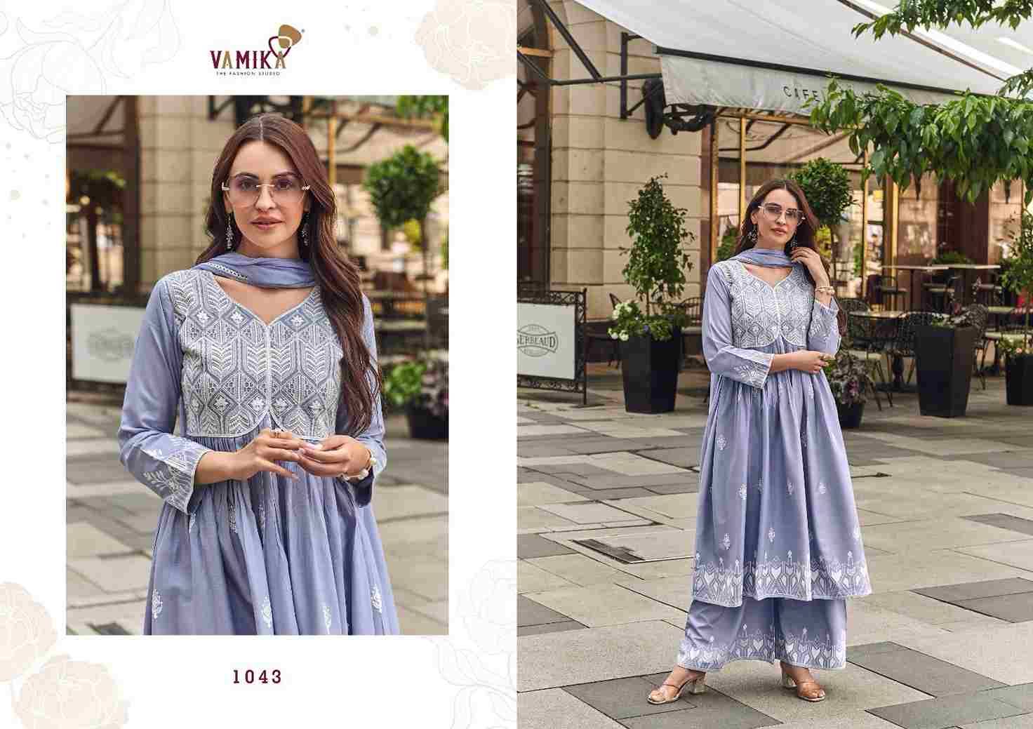 Lakhnavi Vol-8 By Vamika 1043 To 1048 Series Beautiful Stylish Sharara Suits Fancy Colorful Casual Wear & Ethnic Wear & Ready To Wear Pure Rayon Printed Dresses At Wholesale Price