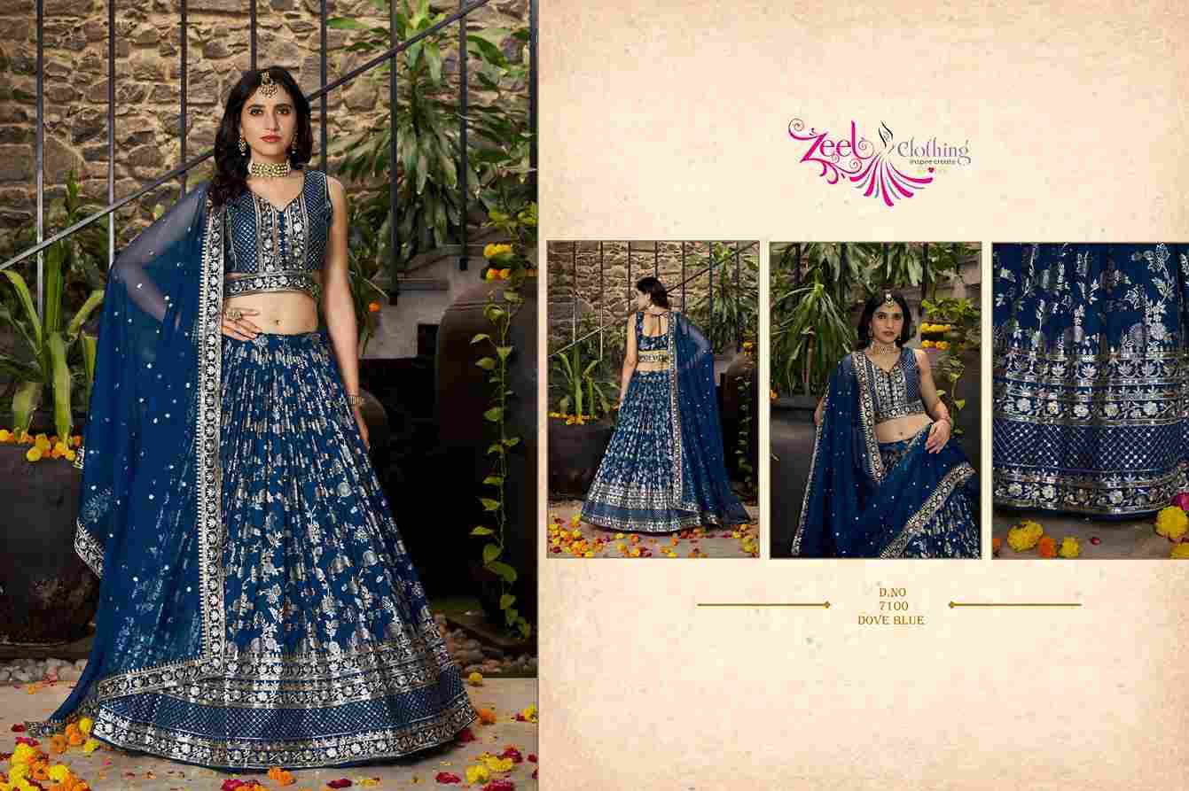 Amrapali By Zeel Clothing 7100-A To 7100-L Series Designer Beautiful Collection Occasional Wear & Party Wear Dola Silk Jacquard Lehengas At Wholesale Price