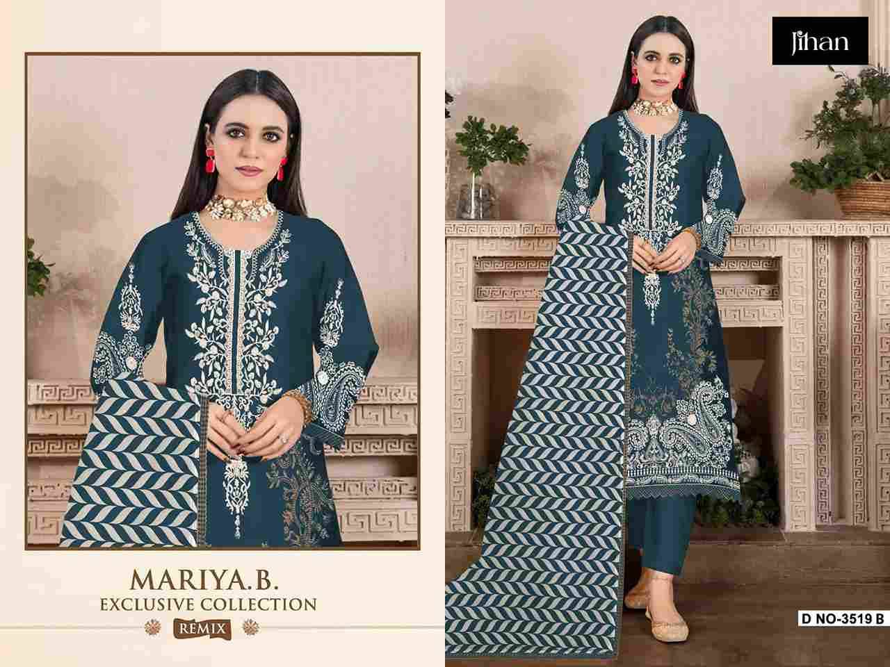 Jihan 3519 Colours By Jihan 3519 To 3519-B Series Designer Pakistani Suits Beautiful Fancy Stylish Colorful Party Wear & Occasional Wear Pure Rayon Cotton Dresses At Wholesale Price