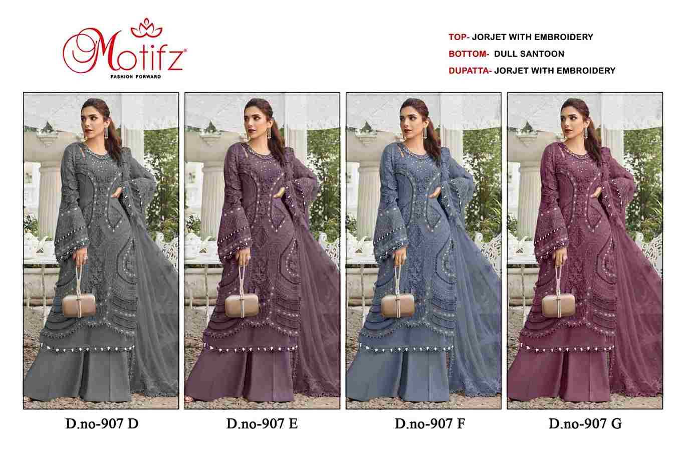 Motifz Hit Design 907 Colours Vol-2 By Motifz 907-D To 907-G Series Beautiful Pakistani Suits Colorful Stylish Fancy Casual Wear & Ethnic Wear Georgette Dresses At Wholesale Price