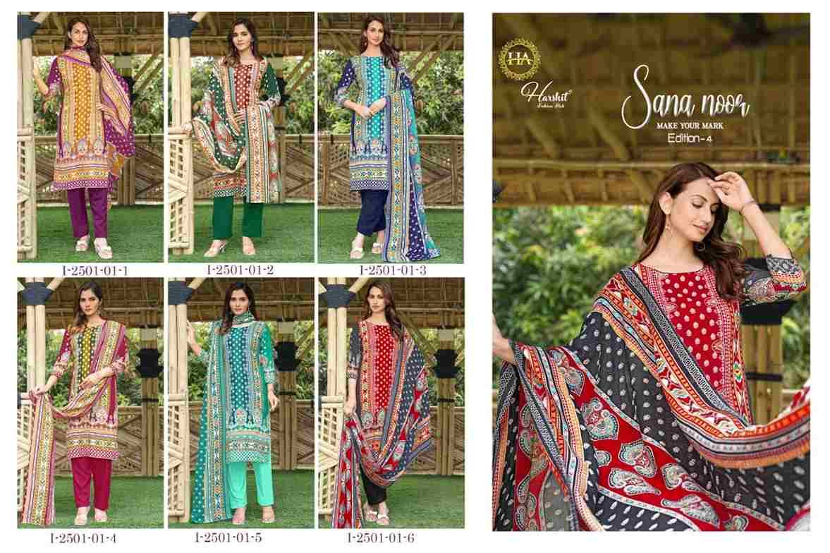 Sana Noor Vol-4 By Harshit Fashion Hub 2501-01-1 To 2501-01-6 Series Beautiful Festive Suits Stylish Fancy Colorful Casual Wear & Ethnic Wear Pure Viscose Rayon Dresses At Wholesale Price