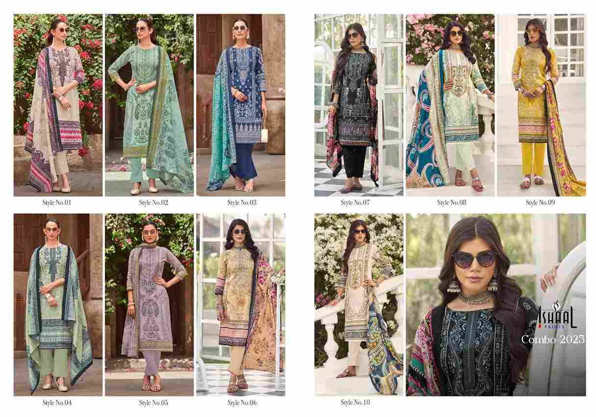 Combo-2025 By Ishaal Prints 01 To 10 Series Beautiful Suits Colorful Stylish Fancy Casual Wear & Ethnic Wear Pure Lawn Printed Dresses At Wholesale Price