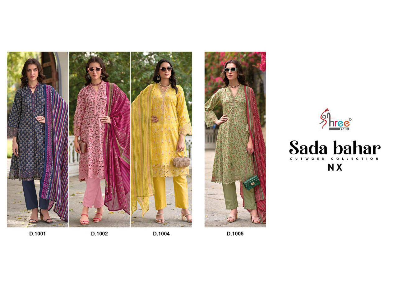Sada Bahar Cutwork Collection Nx By Shree Fabs Designer Pakistani Suits Beautiful Fancy Stylish Colorful Party Wear & Occasional Wear Pure Cotton Print Embroidery Dresses At Wholesale Price