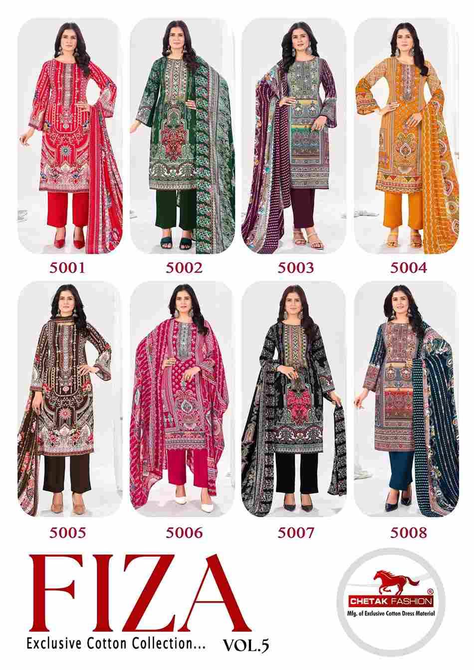 Fiza Vol-5 By Chetak Fashion 5001 To 5008 Series Beautiful Festive Suits Colorful Stylish Fancy Casual Wear & Ethnic Wear Rayon Print Dresses At Wholesale Price