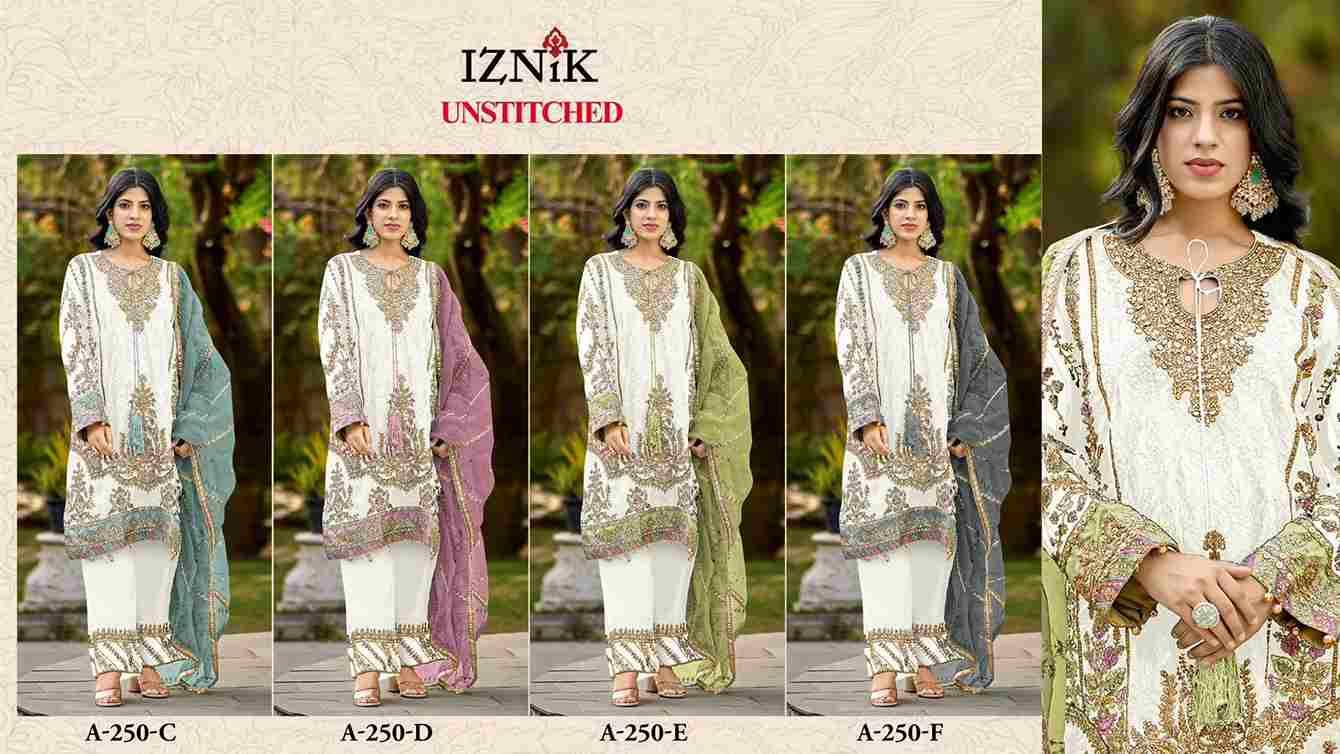 Iznik 250 Colours By Iznik Fab 250-C To 250-F Series Designer Pakistani Suits Beautiful Stylish Fancy Colorful Party Wear & Occasional Wear Cambric With Embroidery Dresses At Wholesale Price