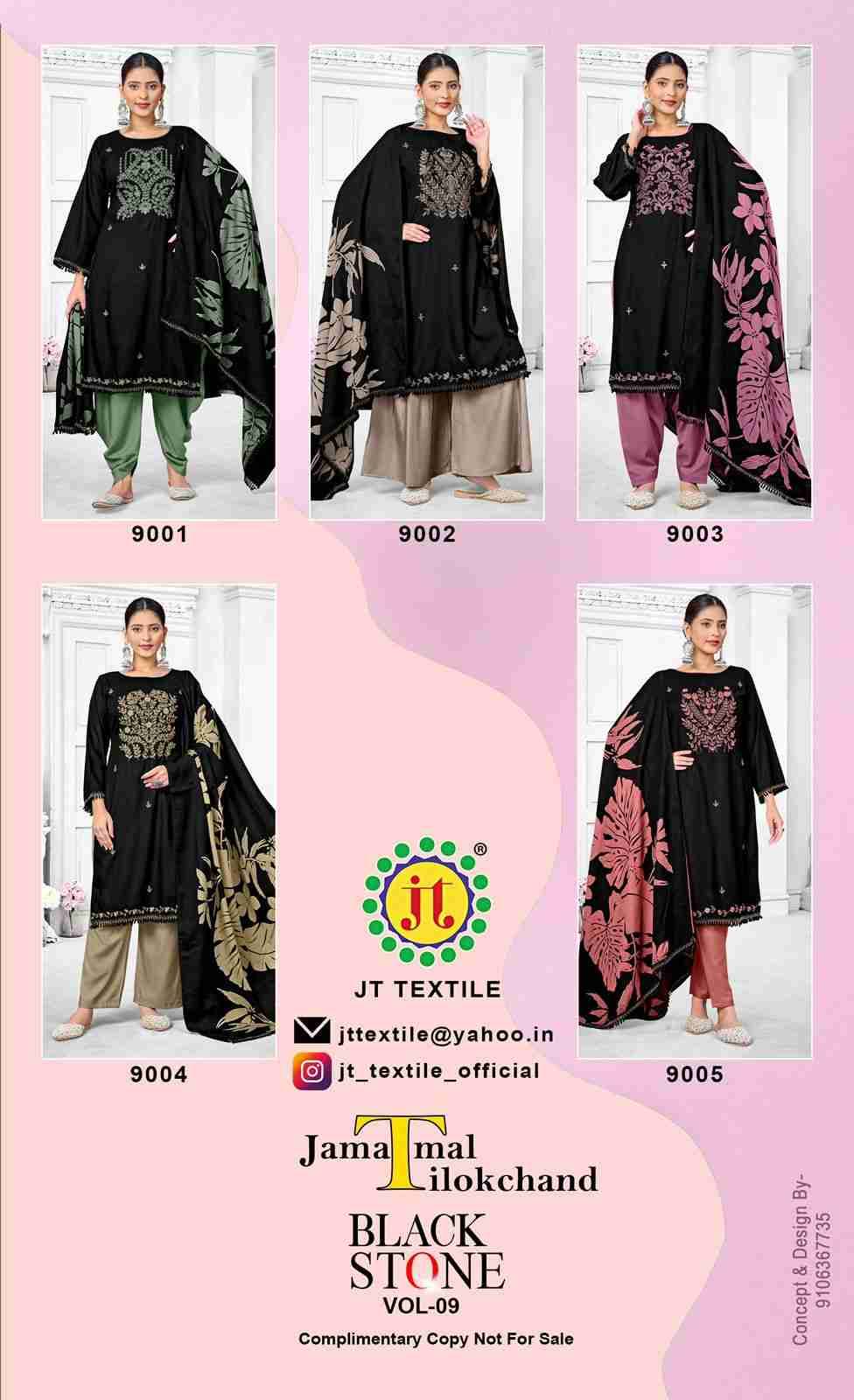 Black Stone Vol-9 By JT 9001 To 9005 Series Beautiful Festive Suits Colorful Stylish Fancy Casual Wear & Ethnic Wear Rayon Dresses At Wholesale Price