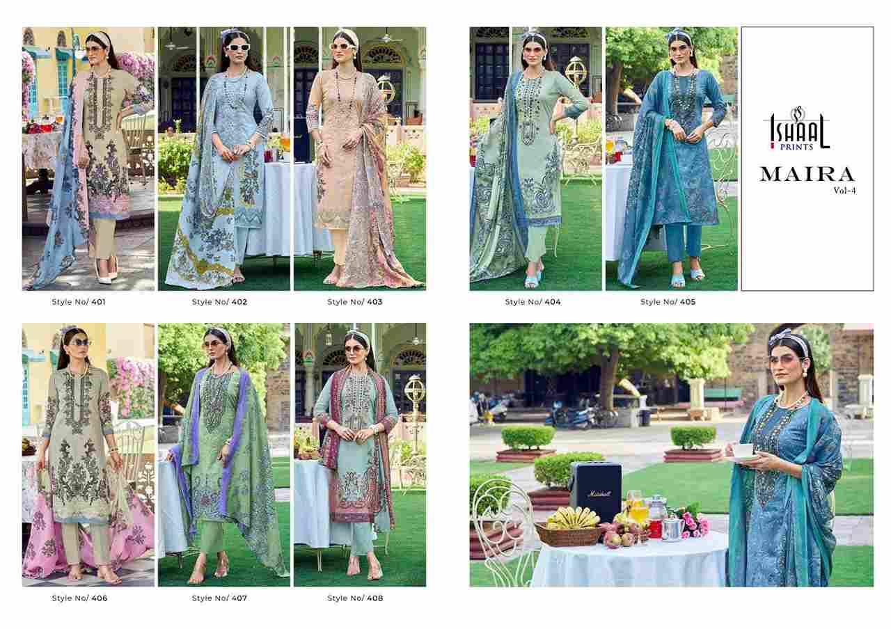 Maira Vol-4 By Ishaal Prints 401 To 408 Series Beautiful Suits Colorful Stylish Fancy Casual Wear & Ethnic Wear Pure Lawn Printed Dresses At Wholesale Price