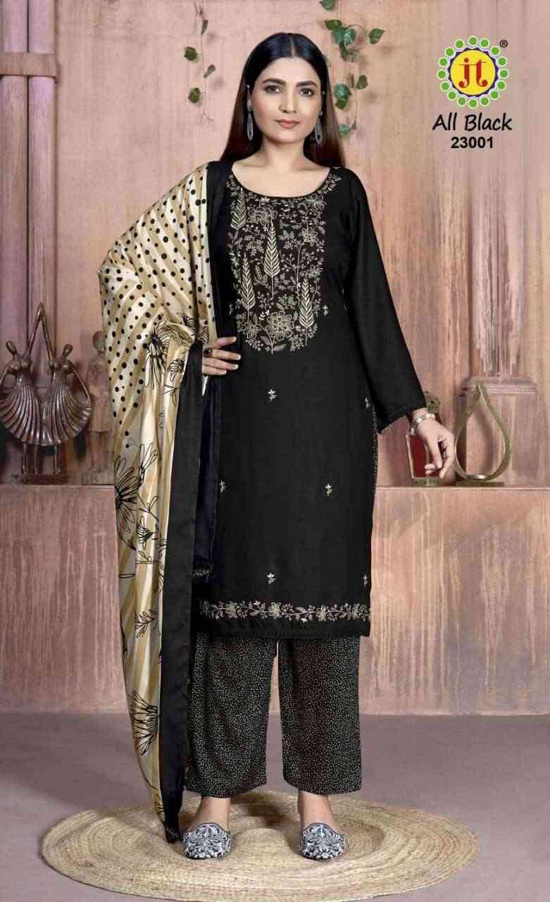 All Black Vol-23 By JT 23001 To 23005 Series Beautiful Festive Suits Colorful Stylish Fancy Casual Wear & Ethnic Wear Rayon Dresses At Wholesale Price