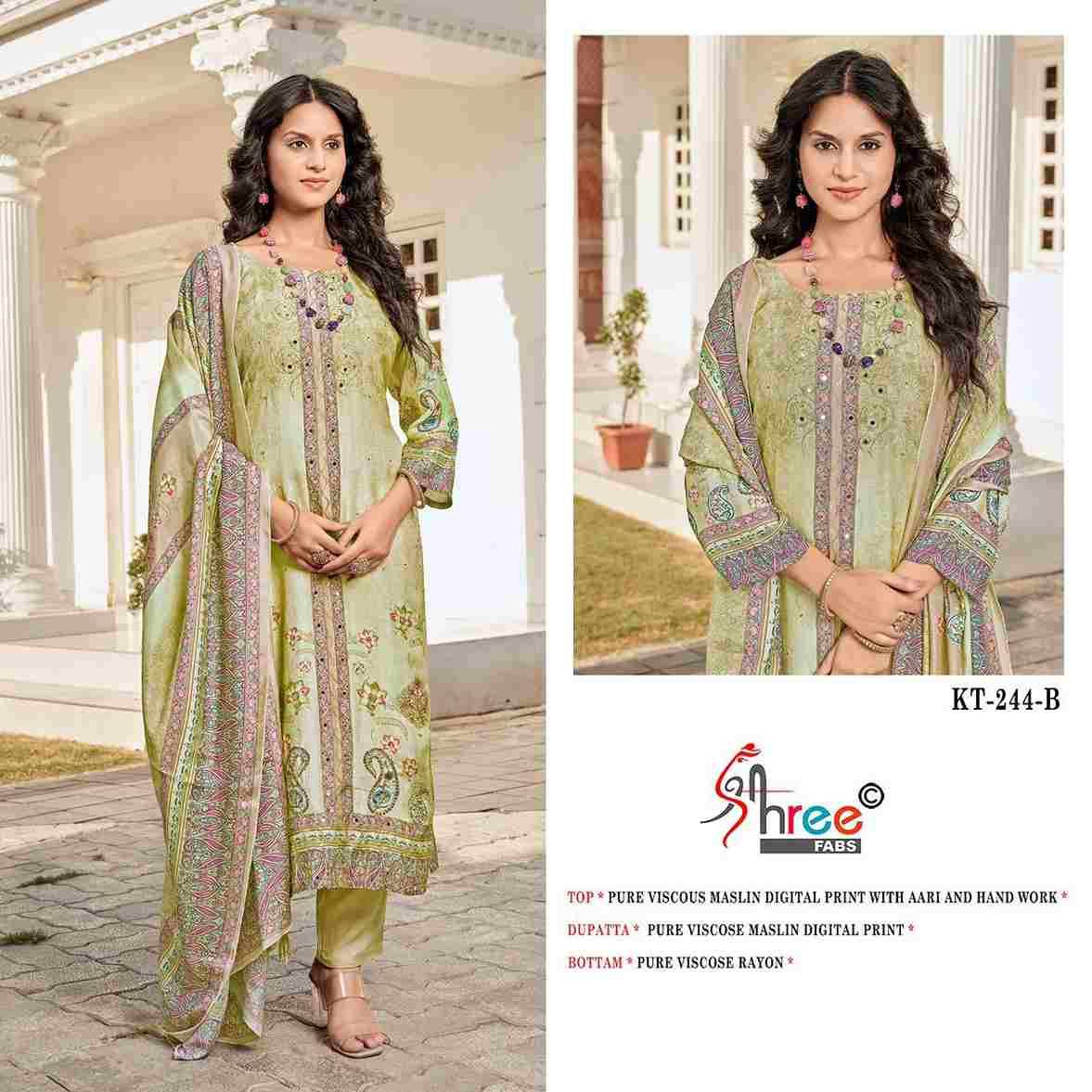 Shree Fabs Hit Design KT-244 Colours By Shree Fabs KT-244 To KT-244-C Series Designer Pakistani Suits Beautiful Fancy Stylish Colorful Party Wear & Occasional Wear Pure Viscose Muslin Embroidery Dresses At Wholesale Price