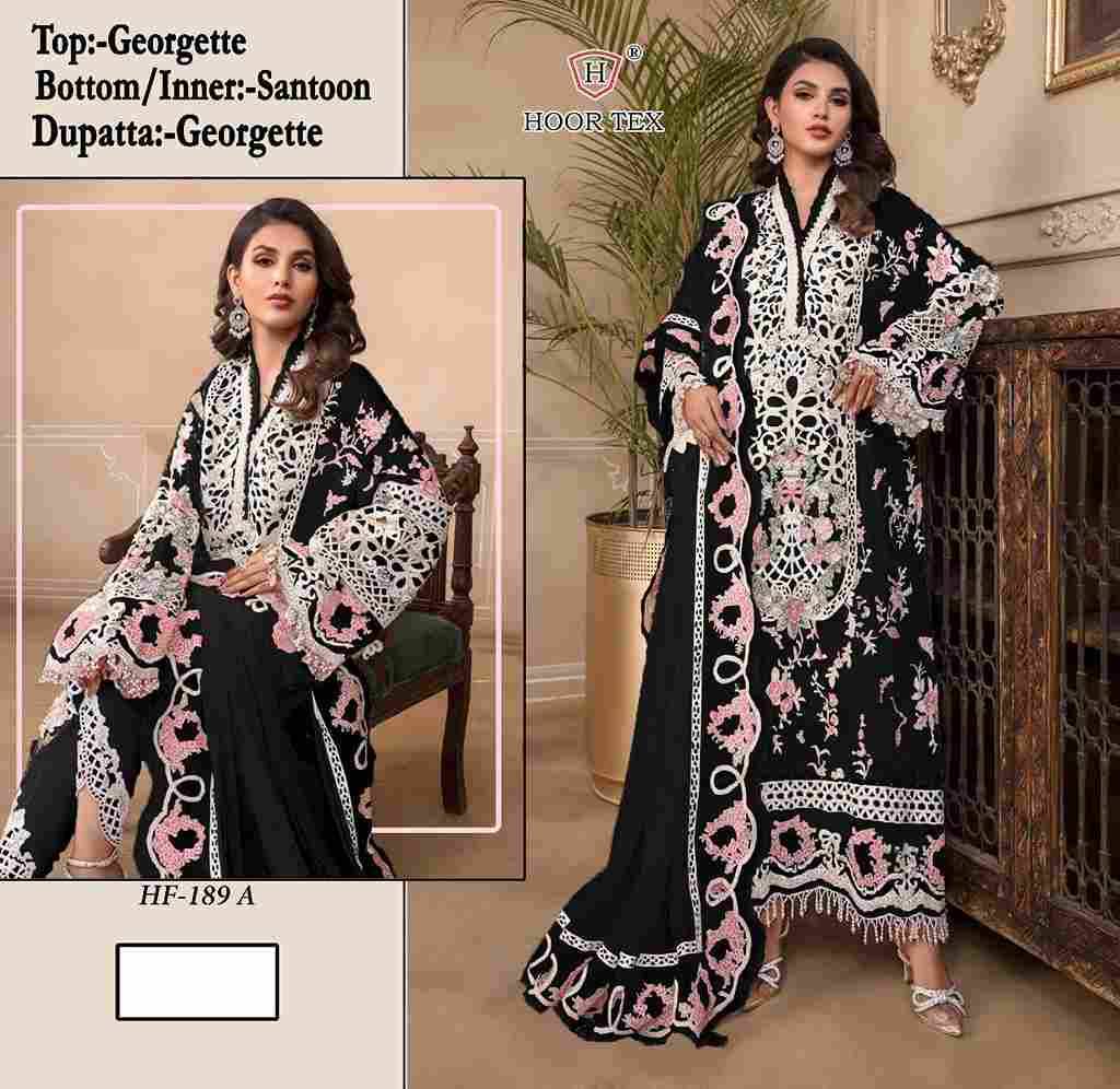 Hoor Tex Hit Design HF-189 Colours By Hoor Tex HF-189-A To HF-189-I Series Designer Festive Pakistani Suits Collection Beautiful Stylish Fancy Colorful Party Wear & Occasional Wear Heavy Georgette Embroidered Dresses At Wholesale Price