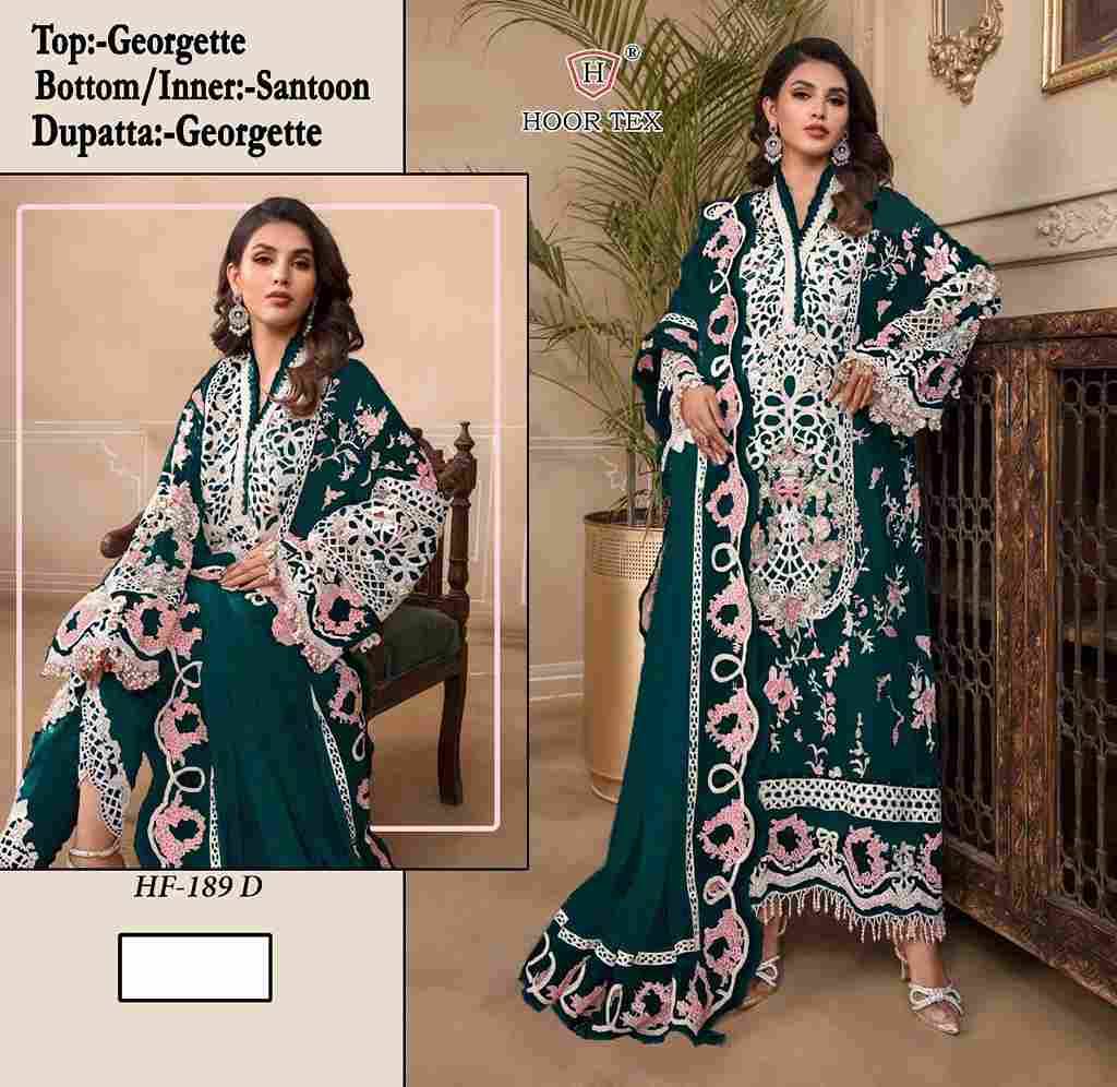 Hoor Tex Hit Design HF-189 Colours By Hoor Tex HF-189-A To HF-189-I Series Designer Festive Pakistani Suits Collection Beautiful Stylish Fancy Colorful Party Wear & Occasional Wear Heavy Georgette Embroidered Dresses At Wholesale Price