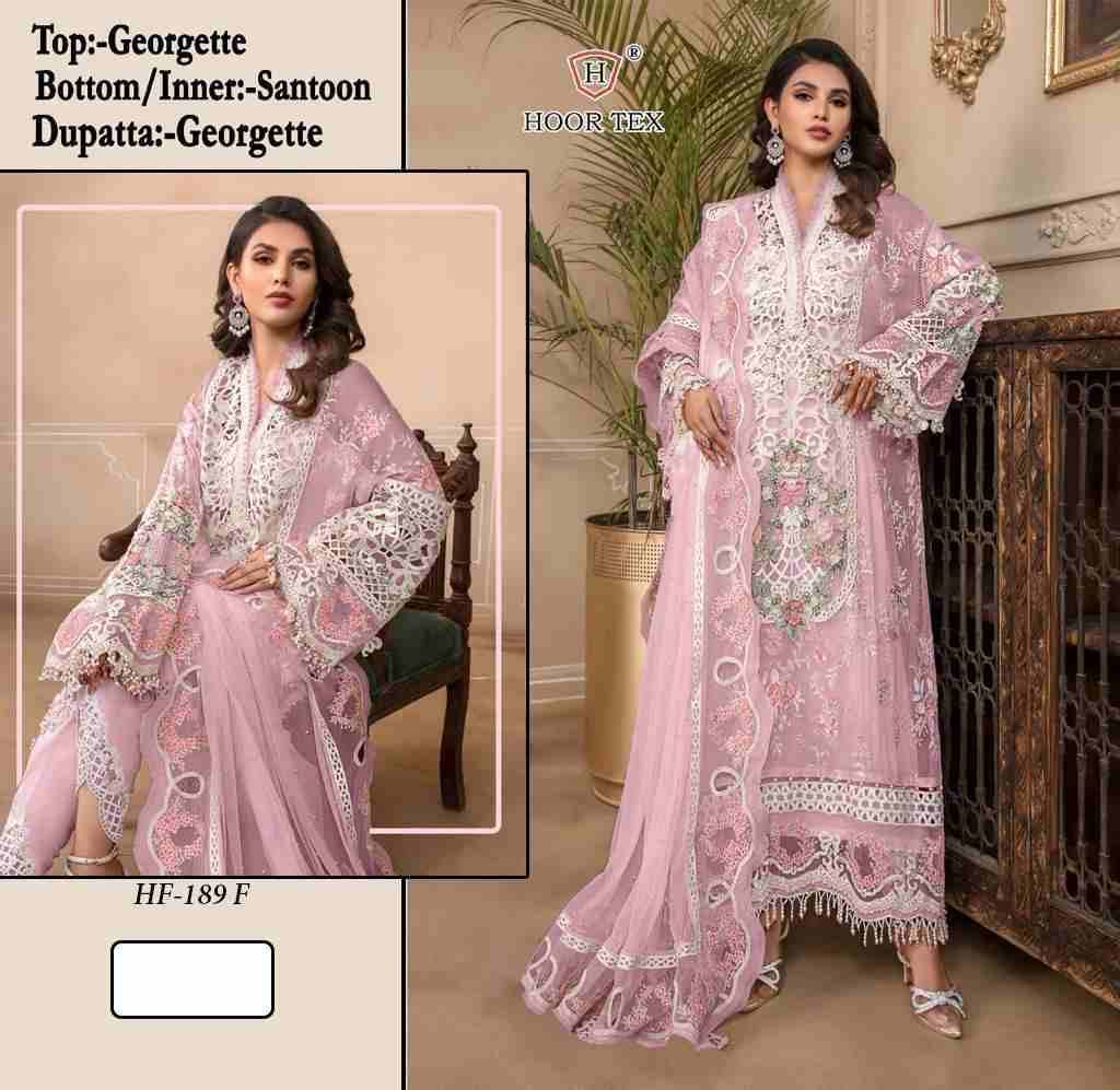 Hoor Tex Hit Design HF-189 Colours By Hoor Tex HF-189-A To HF-189-I Series Designer Festive Pakistani Suits Collection Beautiful Stylish Fancy Colorful Party Wear & Occasional Wear Heavy Georgette Embroidered Dresses At Wholesale Price