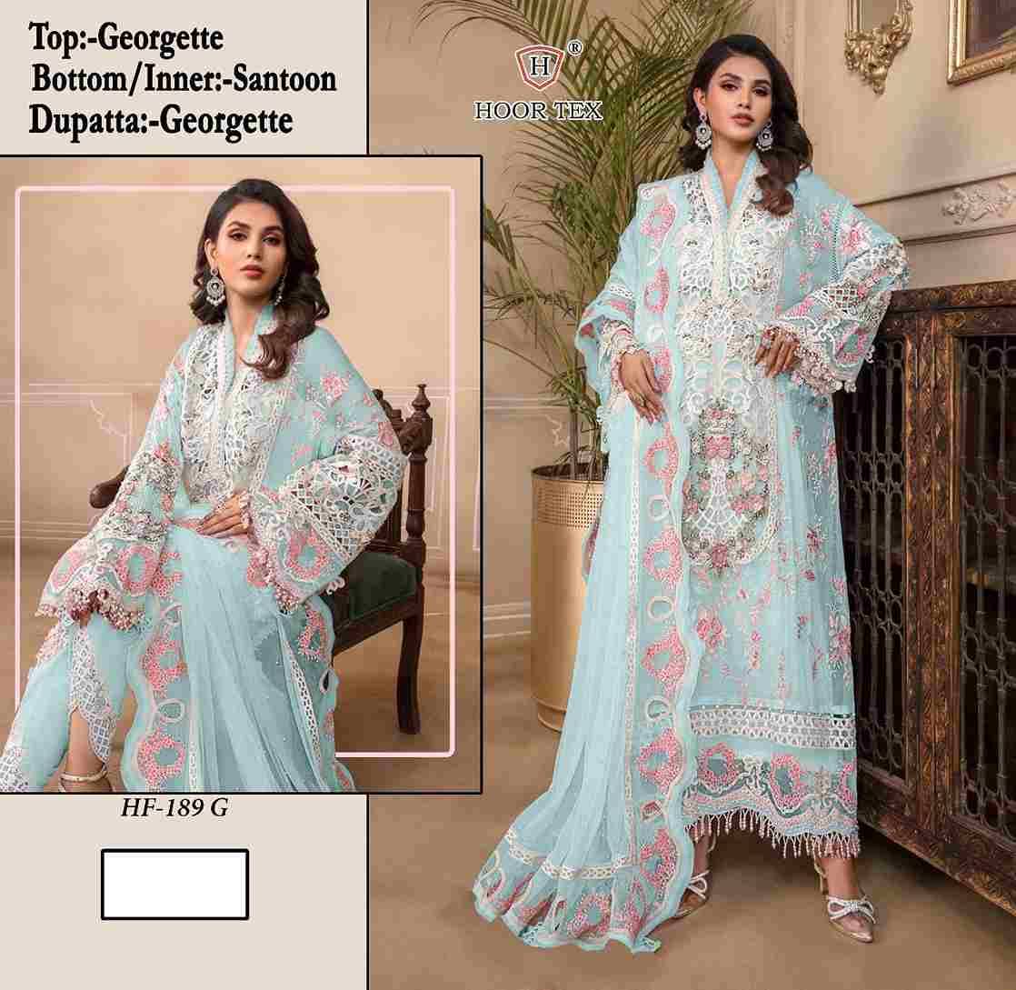 Hoor Tex Hit Design HF-189 Colours By Hoor Tex HF-189-A To HF-189-I Series Designer Festive Pakistani Suits Collection Beautiful Stylish Fancy Colorful Party Wear & Occasional Wear Heavy Georgette Embroidered Dresses At Wholesale Price