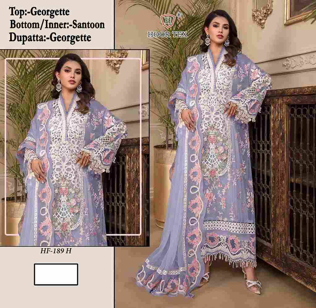 Hoor Tex Hit Design HF-189 Colours By Hoor Tex HF-189-A To HF-189-I Series Designer Festive Pakistani Suits Collection Beautiful Stylish Fancy Colorful Party Wear & Occasional Wear Heavy Georgette Embroidered Dresses At Wholesale Price