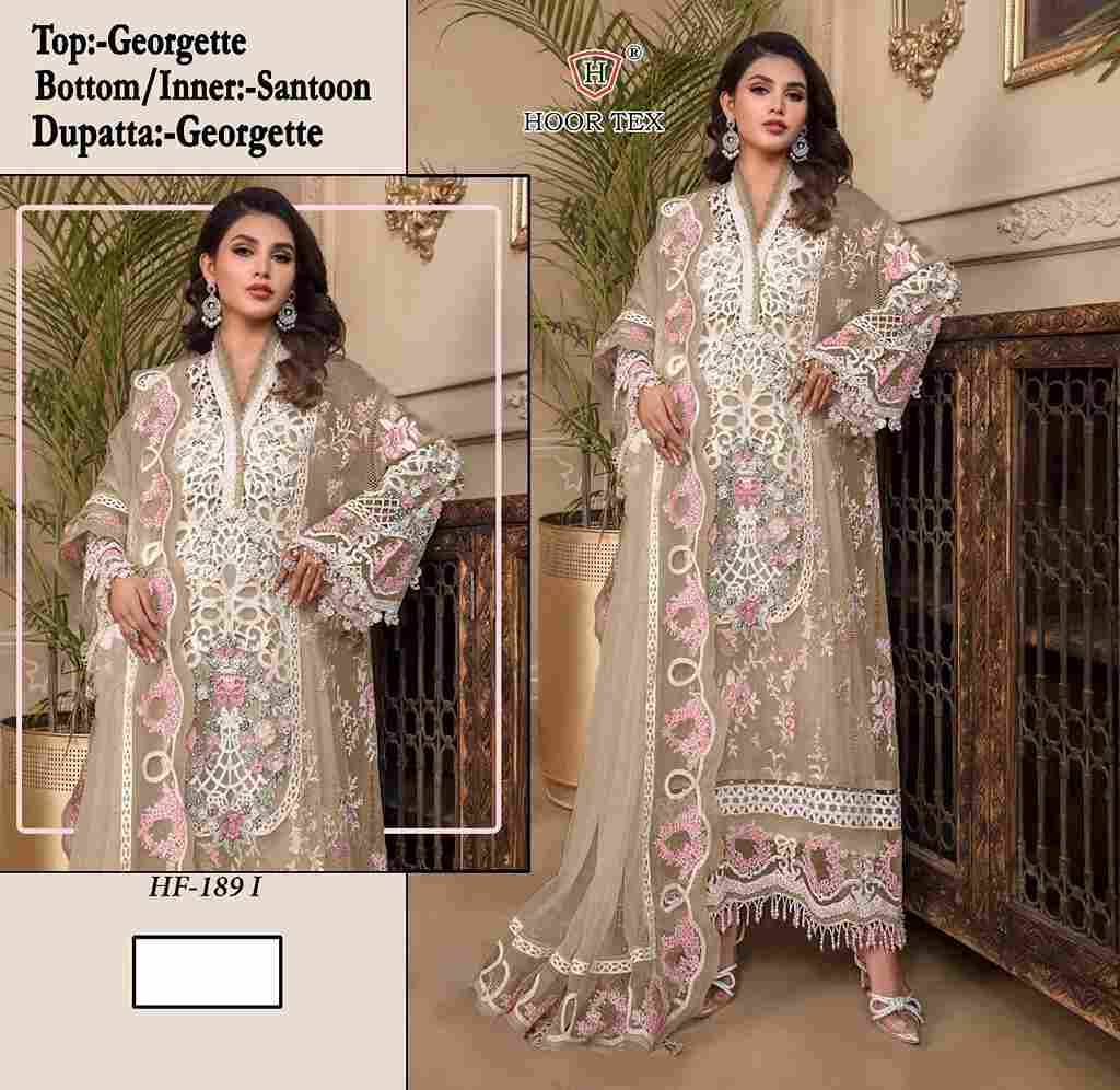 Hoor Tex Hit Design HF-189 Colours By Hoor Tex HF-189-A To HF-189-I Series Designer Festive Pakistani Suits Collection Beautiful Stylish Fancy Colorful Party Wear & Occasional Wear Heavy Georgette Embroidered Dresses At Wholesale Price