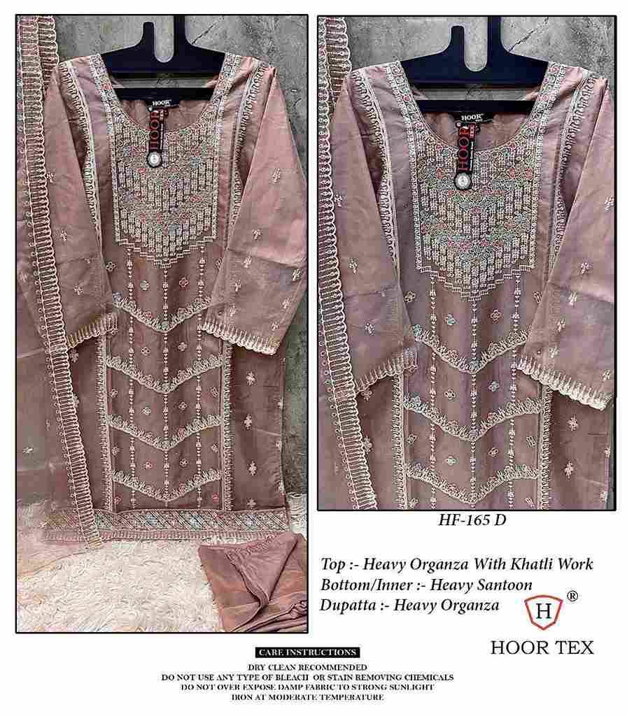Hoor Tex Hit Design HF-165 Colours By Hoor Tex HF-165-A To HF-165-D Series Designer Festive Pakistani Suits Collection Beautiful Stylish Fancy Colorful Party Wear & Occasional Wear Heavy Organza Embroidered Dresses At Wholesale Price