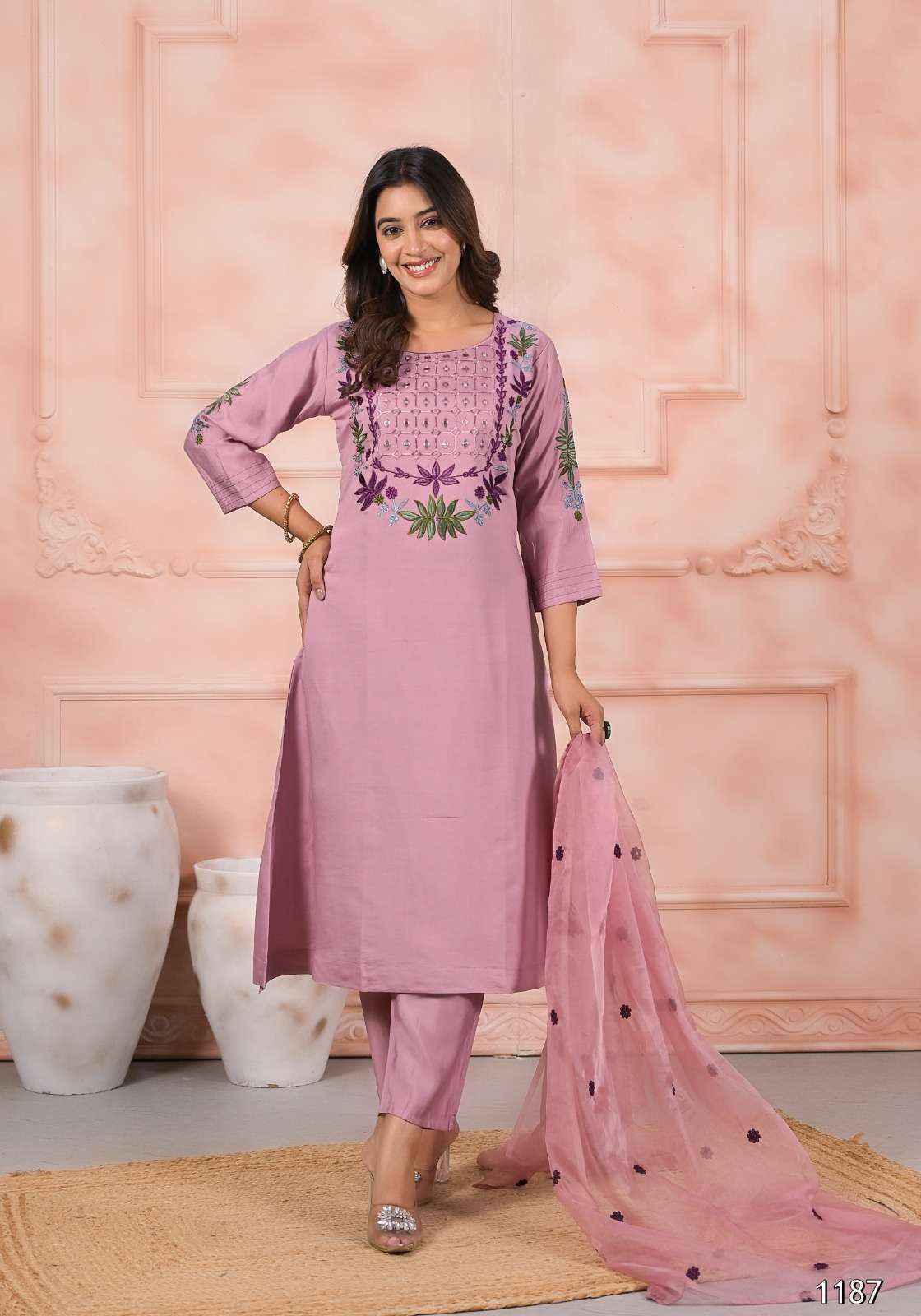Tanisha Vol-25 By Fashid Wholesale 1182 To 1190 Series Beautiful Suits Colorful Stylish Fancy Casual Wear & Ethnic Wear Chanderi Viscose Embroidered Work Dresses At Wholesale Price