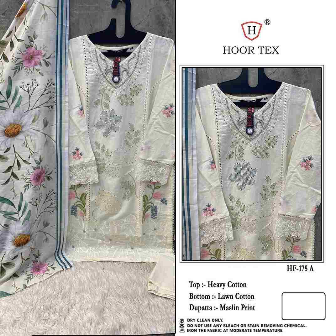 Hoor Tex Hit Design HF-175 Colours By Hoor Tex HF-175-A To HF-175-D Series Designer Festive Pakistani Suits Collection Beautiful Stylish Fancy Colorful Party Wear & Occasional Wear Heavy Cotton Embroidered Dresses At Wholesale Price