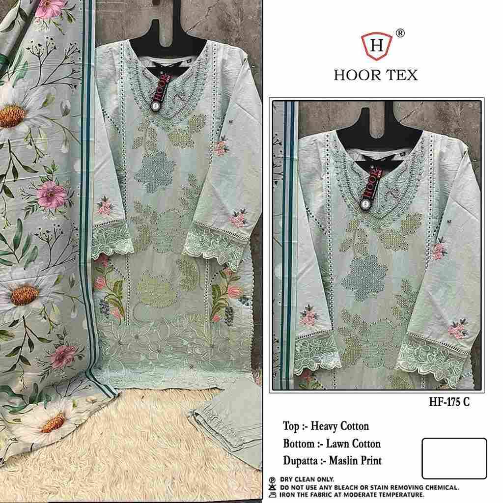 Hoor Tex Hit Design HF-175 Colours By Hoor Tex HF-175-A To HF-175-D Series Designer Festive Pakistani Suits Collection Beautiful Stylish Fancy Colorful Party Wear & Occasional Wear Heavy Cotton Embroidered Dresses At Wholesale Price