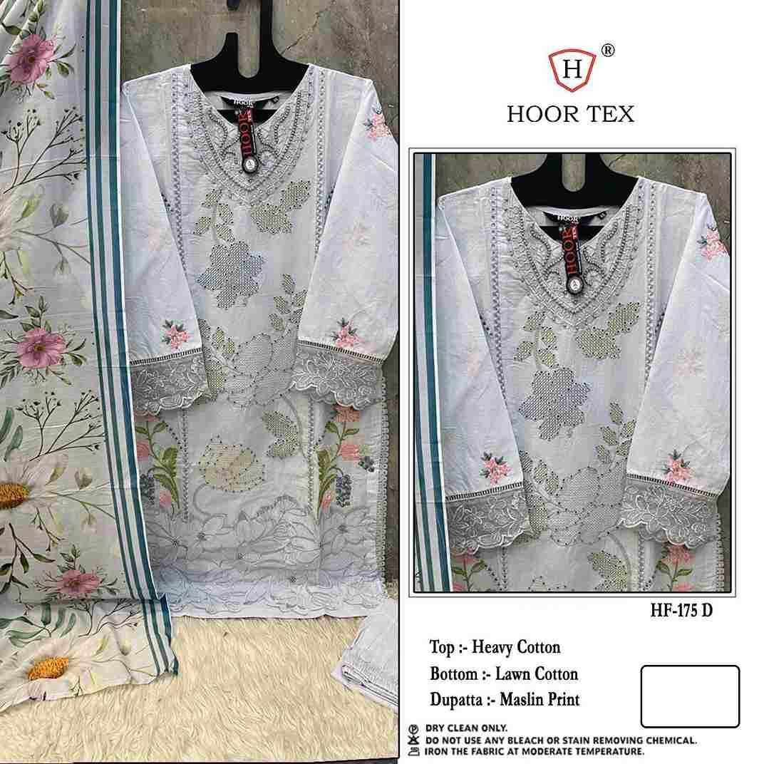 Hoor Tex Hit Design HF-175 Colours By Hoor Tex HF-175-A To HF-175-D Series Designer Festive Pakistani Suits Collection Beautiful Stylish Fancy Colorful Party Wear & Occasional Wear Heavy Cotton Embroidered Dresses At Wholesale Price