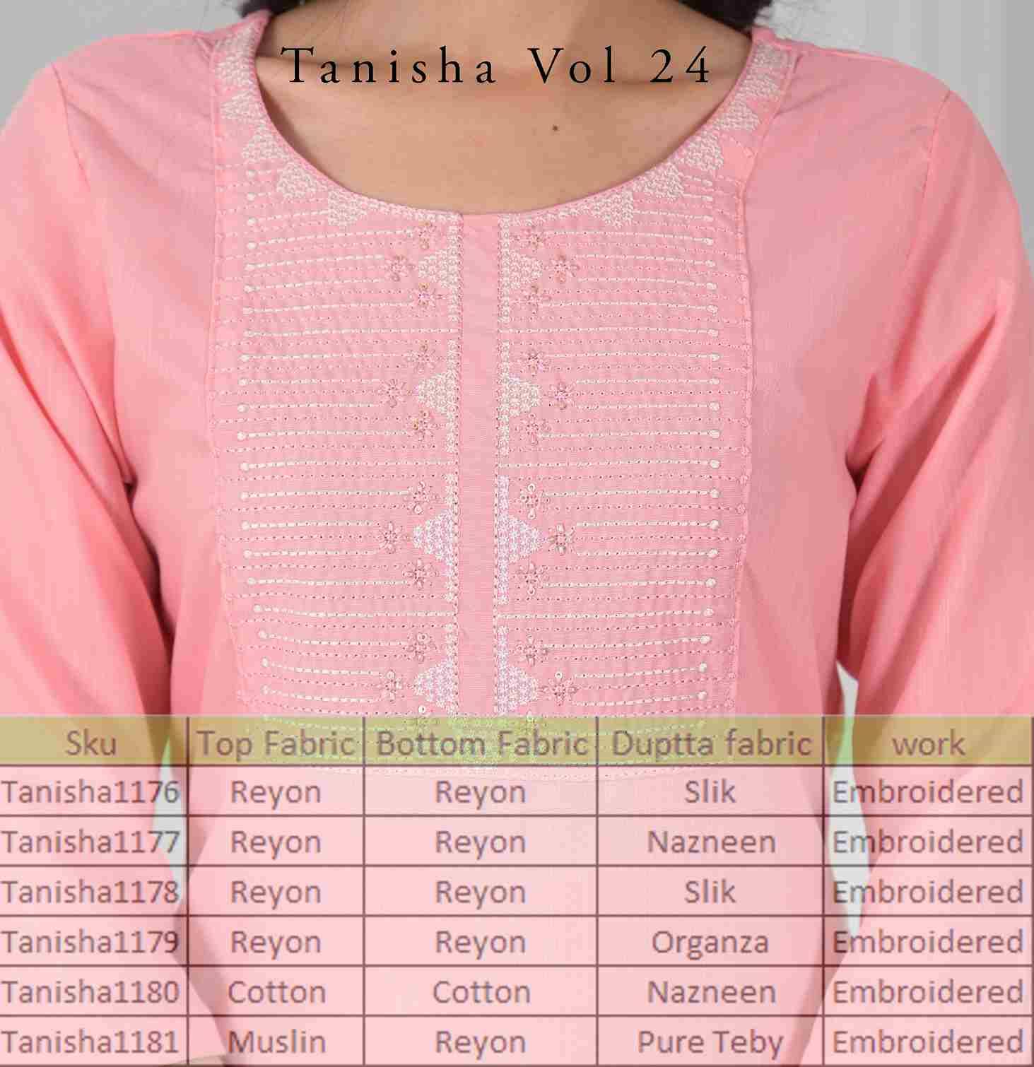 Tanisha Vol-24 By Fashid Wholesale 1176 To 1181 Series Beautiful Suits Colorful Stylish Fancy Casual Wear & Ethnic Wear Rayon Embroidered Work Dresses At Wholesale Price