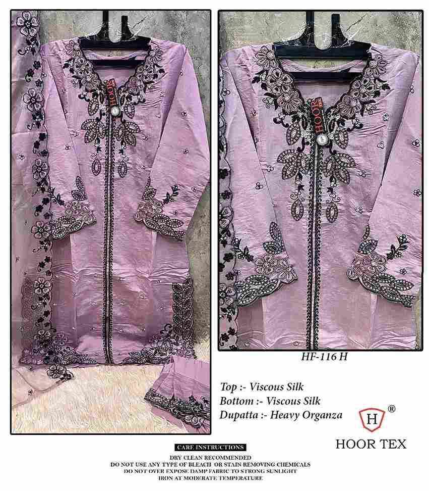 Hoor Tex Hit Design HF-116 Colours Vol-2 By Hoor Tex HF-116-E To HF-116-H Series Beautiful Pakistani Suits Stylish Colorful Fancy Casual Wear & Ethnic Wear Heavy Viscose Silk Embroidered Dresses At Wholesale Price