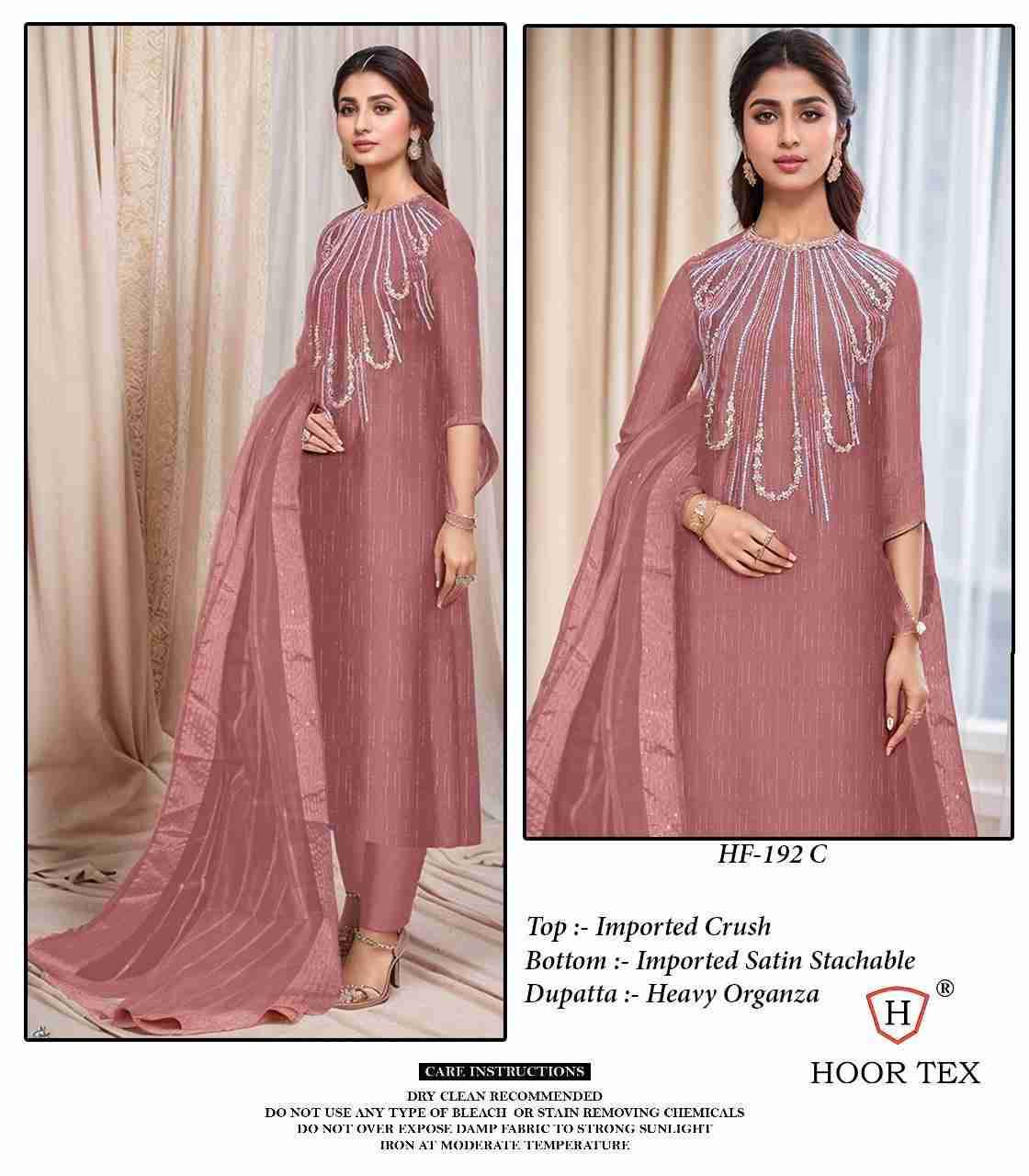 Hoor Tex Hit Design HF-192 Colours By Hoor Tex HF-192-A To HF-192-D Series Designer Festive Pakistani Suits Collection Beautiful Stylish Fancy Colorful Party Wear & Occasional Wear Imported Crush Dresses At Wholesale Price