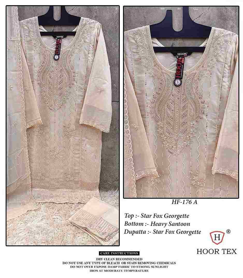 Hoor Tex Hit Design HF-176 Colours By Hoor Tex HF-176-A To HF-176-D Series Designer Festive Pakistani Suits Collection Beautiful Stylish Fancy Colorful Party Wear & Occasional Wear Faux Georgette Embroidered Dresses At Wholesale Price
