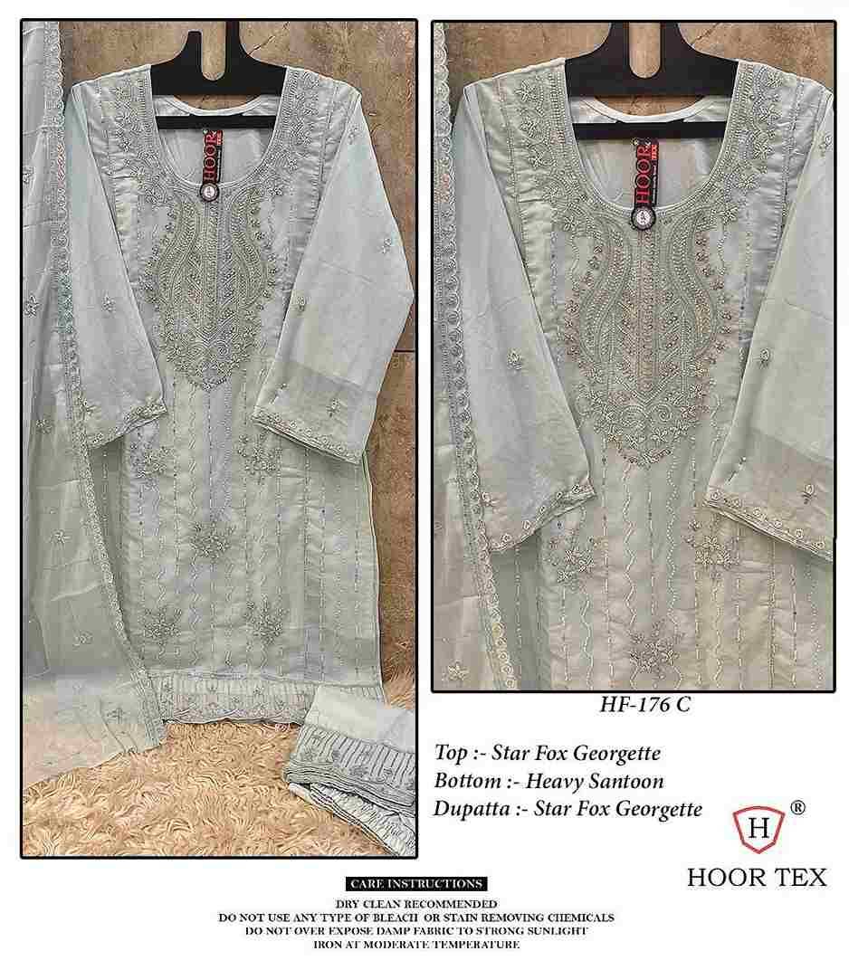 Hoor Tex Hit Design HF-176 Colours By Hoor Tex HF-176-A To HF-176-D Series Designer Festive Pakistani Suits Collection Beautiful Stylish Fancy Colorful Party Wear & Occasional Wear Faux Georgette Embroidered Dresses At Wholesale Price