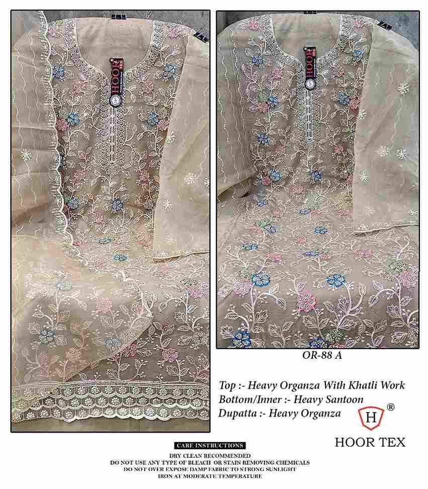 Hoor Tex Hit Design OR-88 Colours By Hoor Tex OR-88-A To OR-88-D Series Beautiful Pakistani Suits Stylish Colorful Fancy Casual Wear & Ethnic Wear Heavy Organza Embroidered Dresses At Wholesale Price