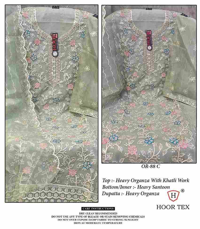 Hoor Tex Hit Design OR-88 Colours By Hoor Tex OR-88-A To OR-88-D Series Beautiful Pakistani Suits Stylish Colorful Fancy Casual Wear & Ethnic Wear Heavy Organza Embroidered Dresses At Wholesale Price