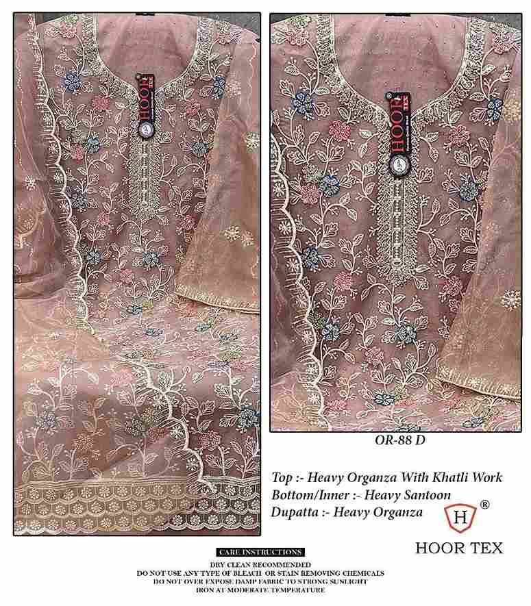 Hoor Tex Hit Design OR-88 Colours By Hoor Tex OR-88-A To OR-88-D Series Beautiful Pakistani Suits Stylish Colorful Fancy Casual Wear & Ethnic Wear Heavy Organza Embroidered Dresses At Wholesale Price