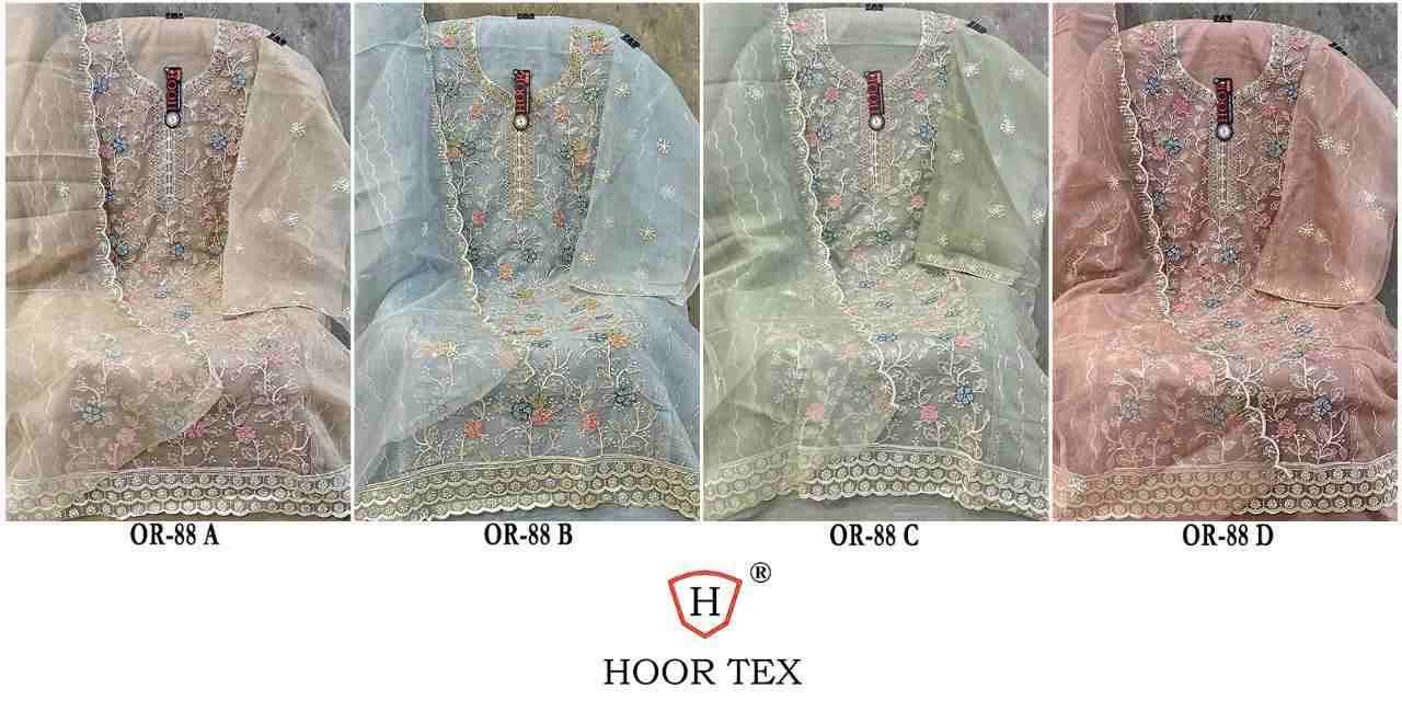 Hoor Tex Hit Design OR-88 Colours By Hoor Tex OR-88-A To OR-88-D Series Beautiful Pakistani Suits Stylish Colorful Fancy Casual Wear & Ethnic Wear Heavy Organza Embroidered Dresses At Wholesale Price