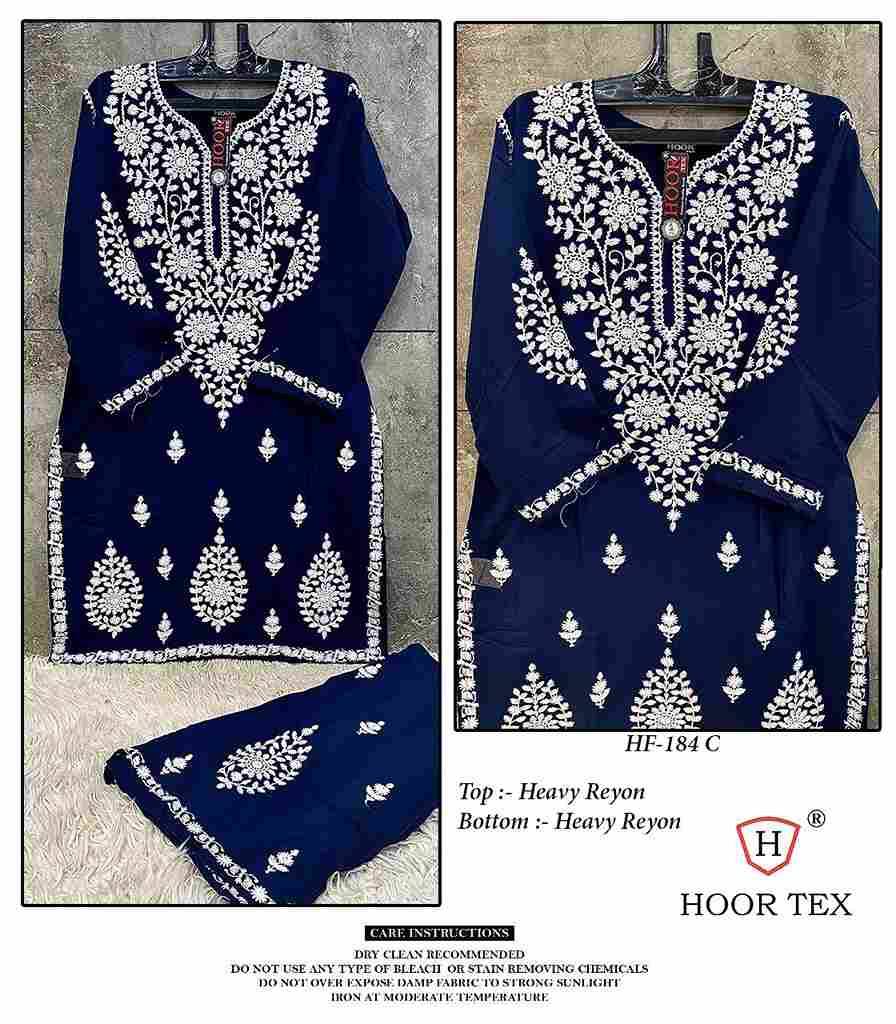 Hoor Tex Hit Design HF-184 Colours By Hoor Tex HF-184-A To HF-184-D Series Designer Festive Pakistani Suits Collection Beautiful Stylish Fancy Colorful Party Wear & Occasional Wear Heavy Rayon Embroidered Dresses At Wholesale Price