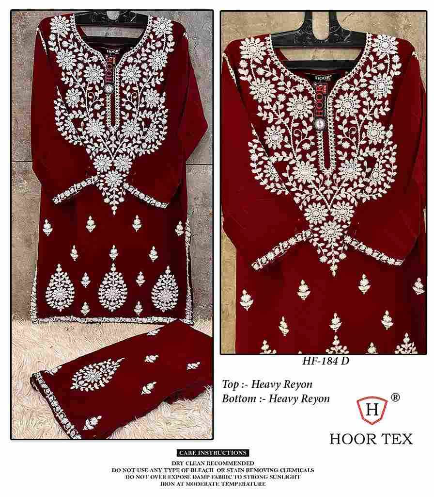 Hoor Tex Hit Design HF-184 Colours By Hoor Tex HF-184-A To HF-184-D Series Designer Festive Pakistani Suits Collection Beautiful Stylish Fancy Colorful Party Wear & Occasional Wear Heavy Rayon Embroidered Dresses At Wholesale Price