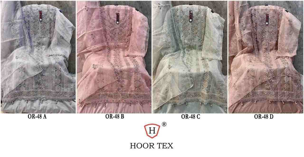 Hoor Tex Hit Design OR-48 Colours By Hoor Tex OR-48-A To OR-48-D Series Beautiful Pakistani Suits Stylish Colorful Fancy Casual Wear & Ethnic Wear Heavy Organza Embroidered Dresses At Wholesale Price