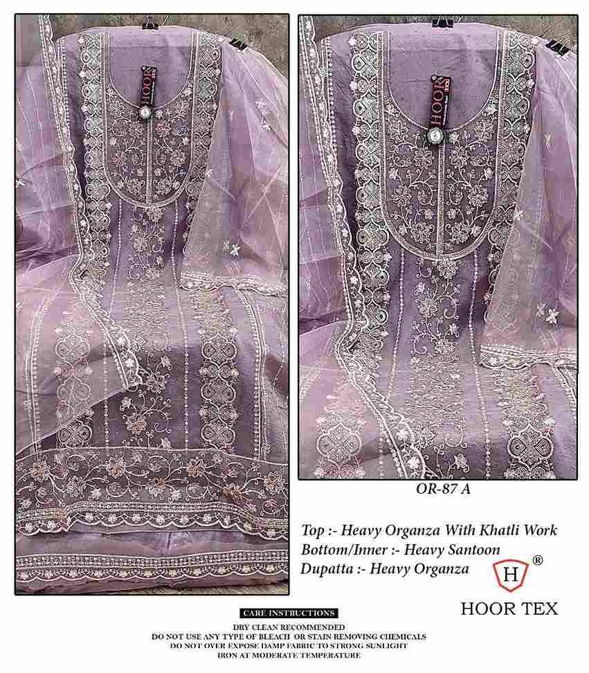 Hoor Tex Hit Design OR-87 Colours By Hoor Tex OR-87-A To OR-87-D Series Beautiful Pakistani Suits Stylish Colorful Fancy Casual Wear & Ethnic Wear Heavy Organza Embroidered Dresses At Wholesale Price