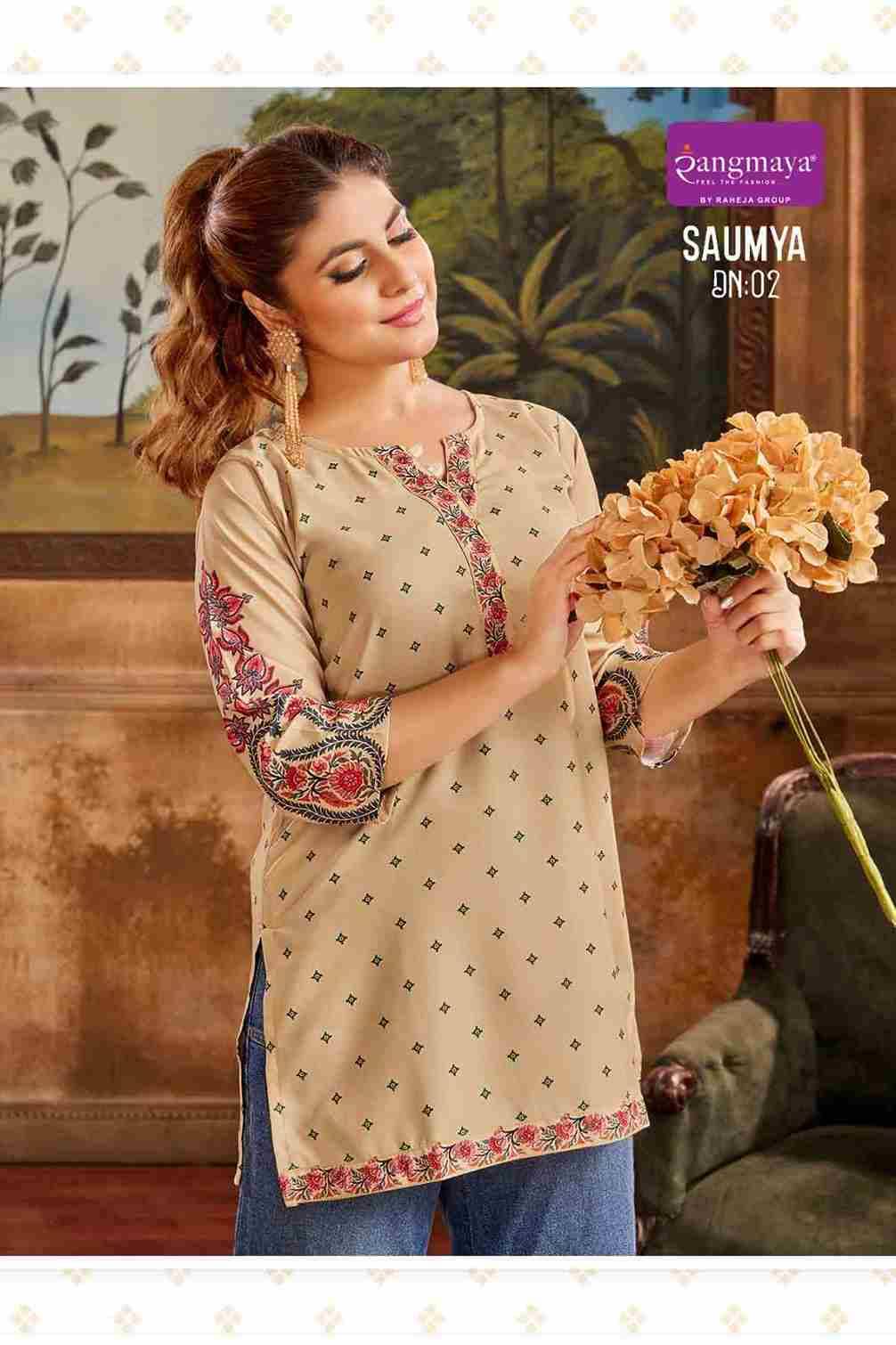Saumya By Rangmaya 01 To 08 Series Designer Stylish Fancy Colorful Beautiful Party Wear & Ethnic Wear Collection Bombay Tops At Wholesale Price