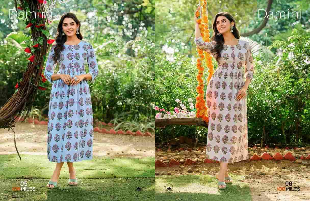 Damini By 100 Miles 01 To 06 Series Designer Stylish Fancy Colorful Beautiful Party Wear & Ethnic Wear Collection Cotton Print Kurtis At Wholesale Price