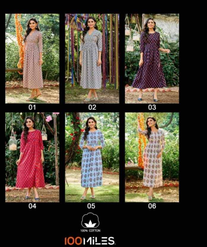 Damini By 100 Miles 01 To 06 Series Designer Stylish Fancy Colorful Beautiful Party Wear & Ethnic Wear Collection Cotton Print Kurtis At Wholesale Price