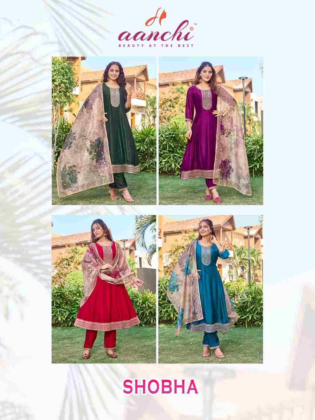 Shobha By Aanchi 01 To 04 Series Beautiful Suits Colorful Stylish Fancy Casual Wear & Ethnic Wear Vichitra Silk Dresses At Wholesale Price