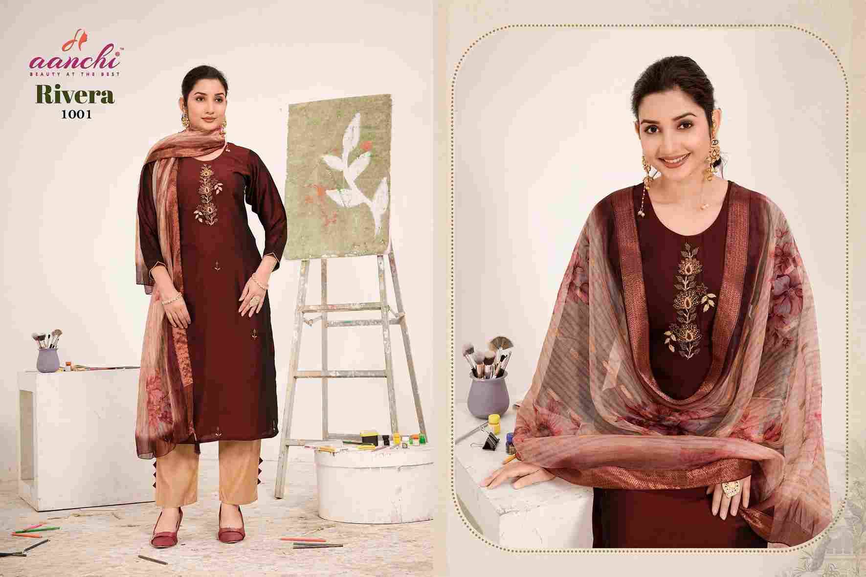 Rivera By Aanchi 1001 To 1004 Series Beautiful Suits Colorful Stylish Fancy Casual Wear & Ethnic Wear Rangeela Silk Dresses At Wholesale Price