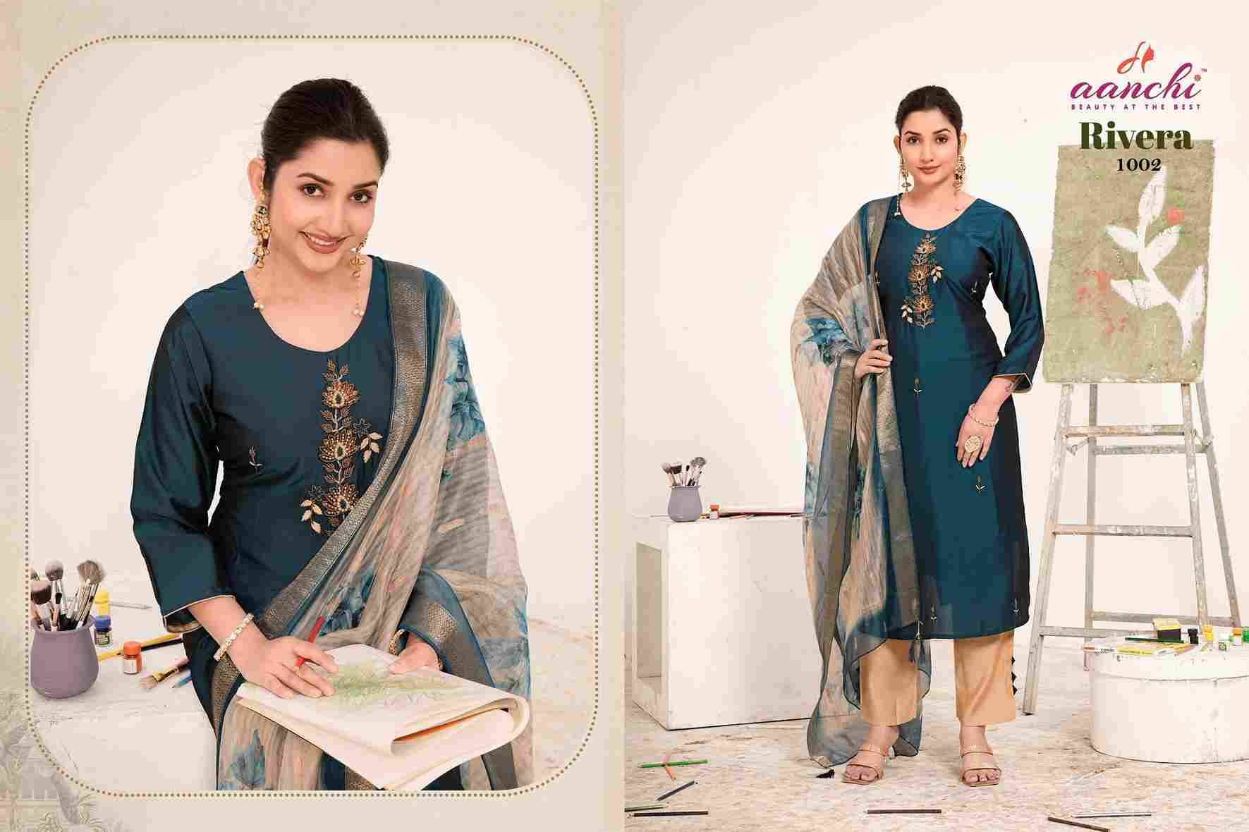 Rivera By Aanchi 1001 To 1004 Series Beautiful Suits Colorful Stylish Fancy Casual Wear & Ethnic Wear Rangeela Silk Dresses At Wholesale Price