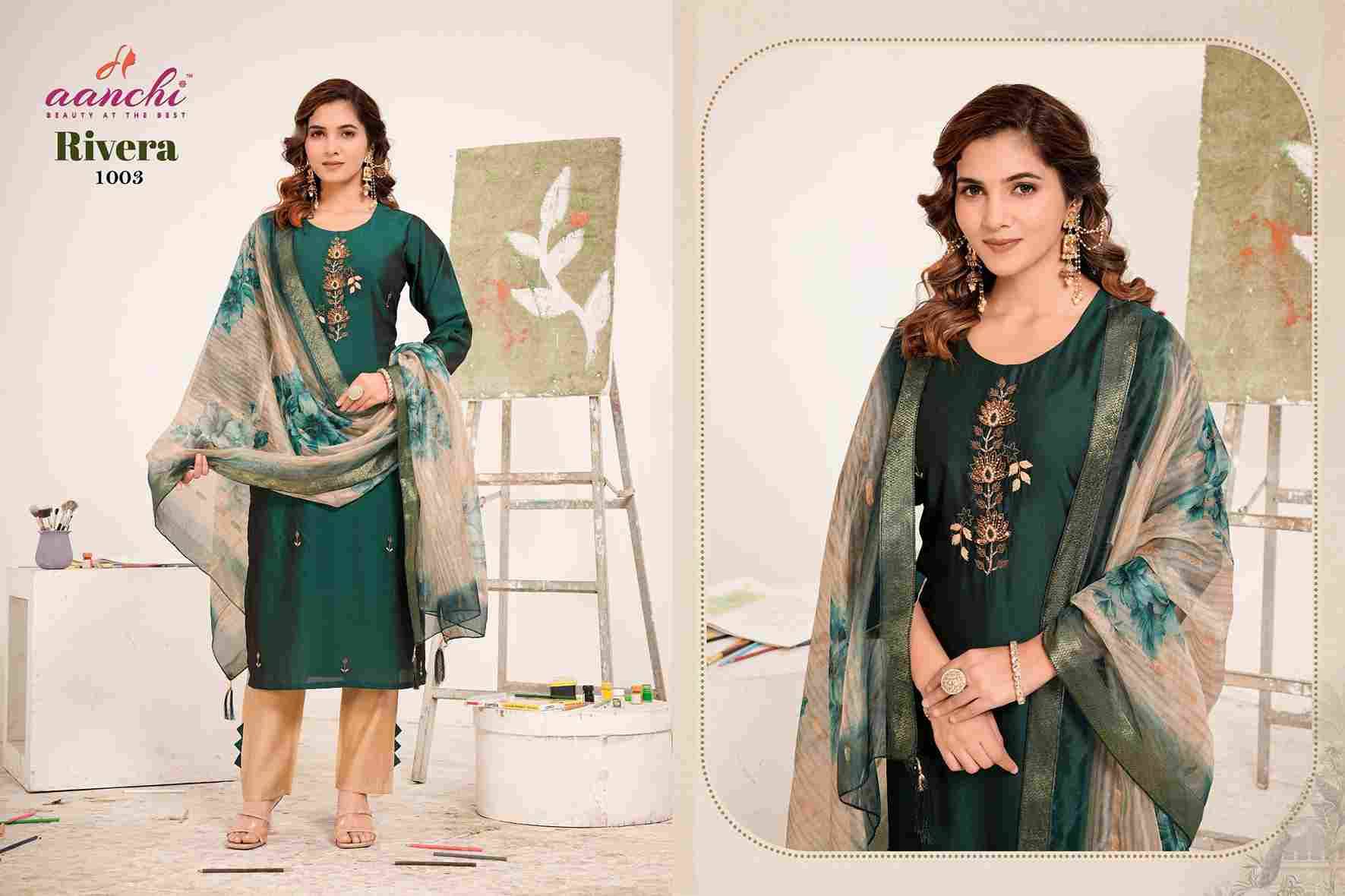 Rivera By Aanchi 1001 To 1004 Series Beautiful Suits Colorful Stylish Fancy Casual Wear & Ethnic Wear Rangeela Silk Dresses At Wholesale Price